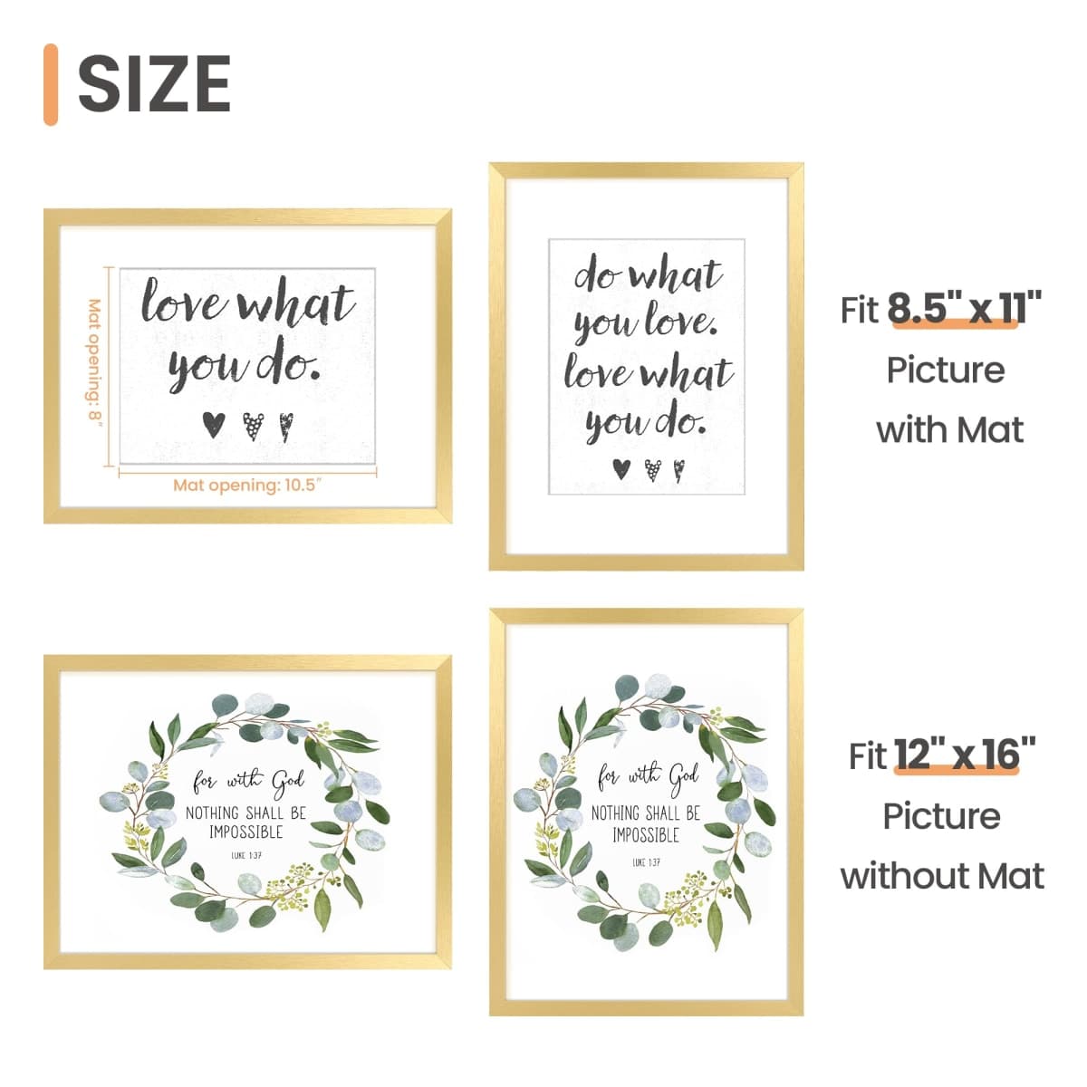 upsimples 12x16 Picture Frame, Wall Decor Poster Frames, Gold 1 Pack thumbnail 3