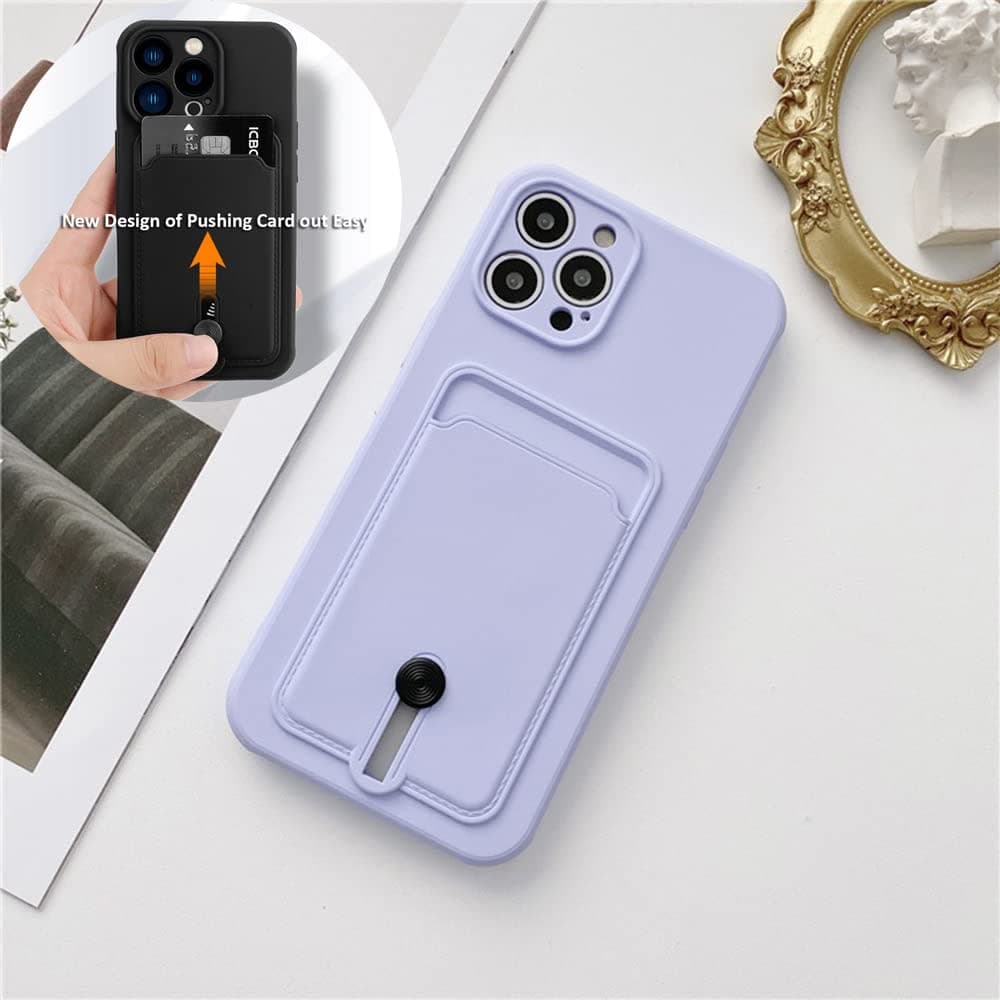 JIATAY for iPhone 11 Phone Case with Card Holder [Slim + Protective] Silicone Phone Case iPhone 11 Wallet Case for Women Men (Purple Blue) thumbnail 2