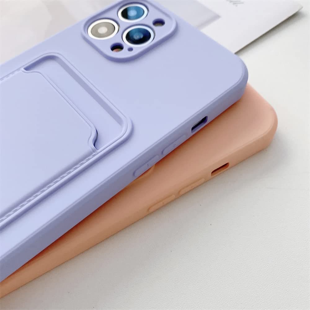 JIATAY for iPhone 11 Phone Case with Card Holder [Slim + Protective] Silicone Phone Case iPhone 11 Wallet Case for Women Men (Purple Blue) thumbnail 4