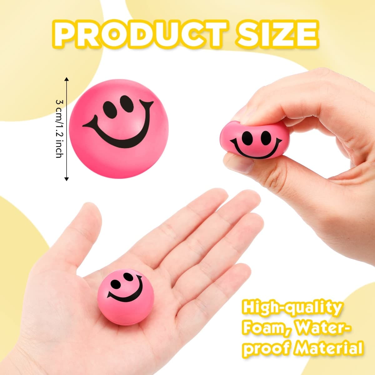 Skylety 100 Pcs Smile Face Stress Balls Mini Stress Balls,Assorted Colors thumbnail 2