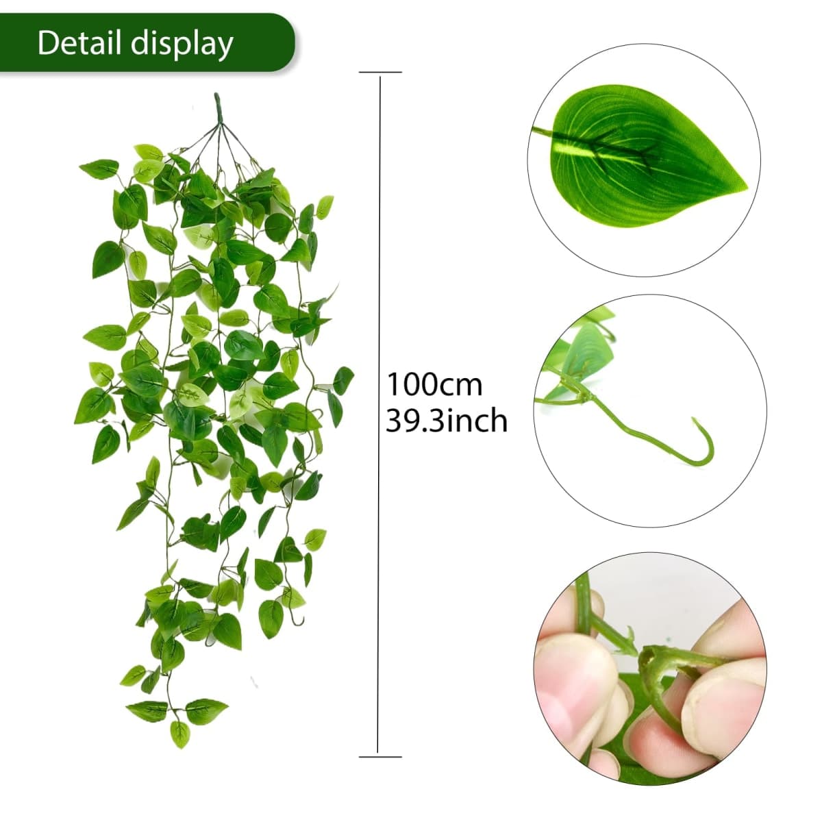 Fake Hanging Plants Vines(2pcs)for Room Decor, Artificial Ivy Greenery Garlands for Home Bedroom Living Aesthetic Kitchen Office Wall Patio Bookshelf,Indoor,Outdoor Farmhouse Decorations(No flowerpot) thumbnail 2