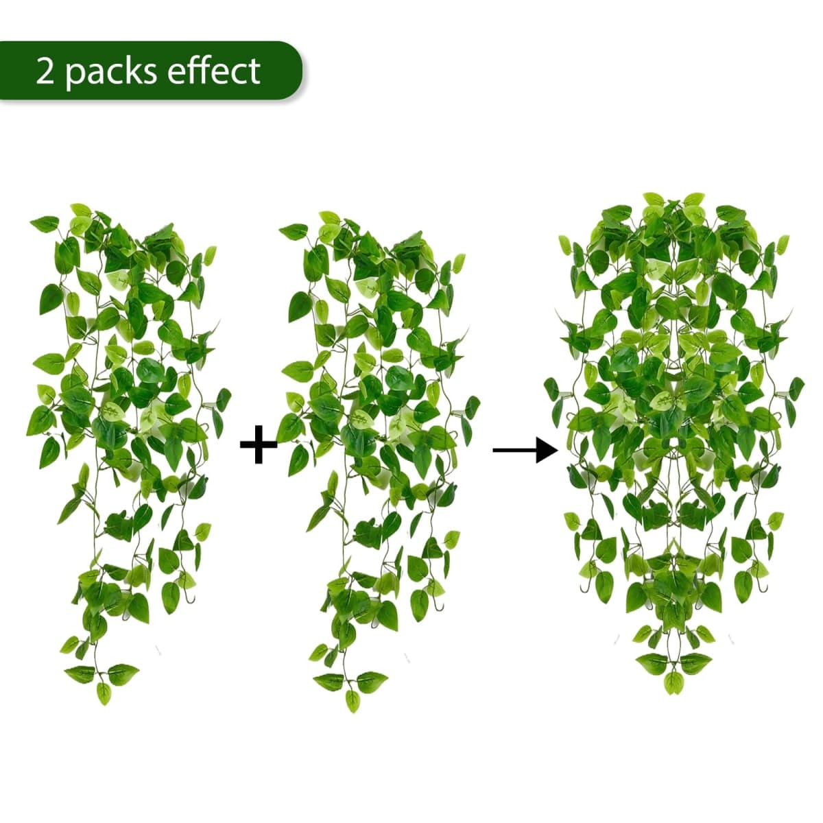 Fake Hanging Plants Vines(2pcs)for Room Decor, Artificial Ivy Greenery Garlands for Home Bedroom Living Aesthetic Kitchen Office Wall Patio Bookshelf,Indoor,Outdoor Farmhouse Decorations(No flowerpot) thumbnail 3