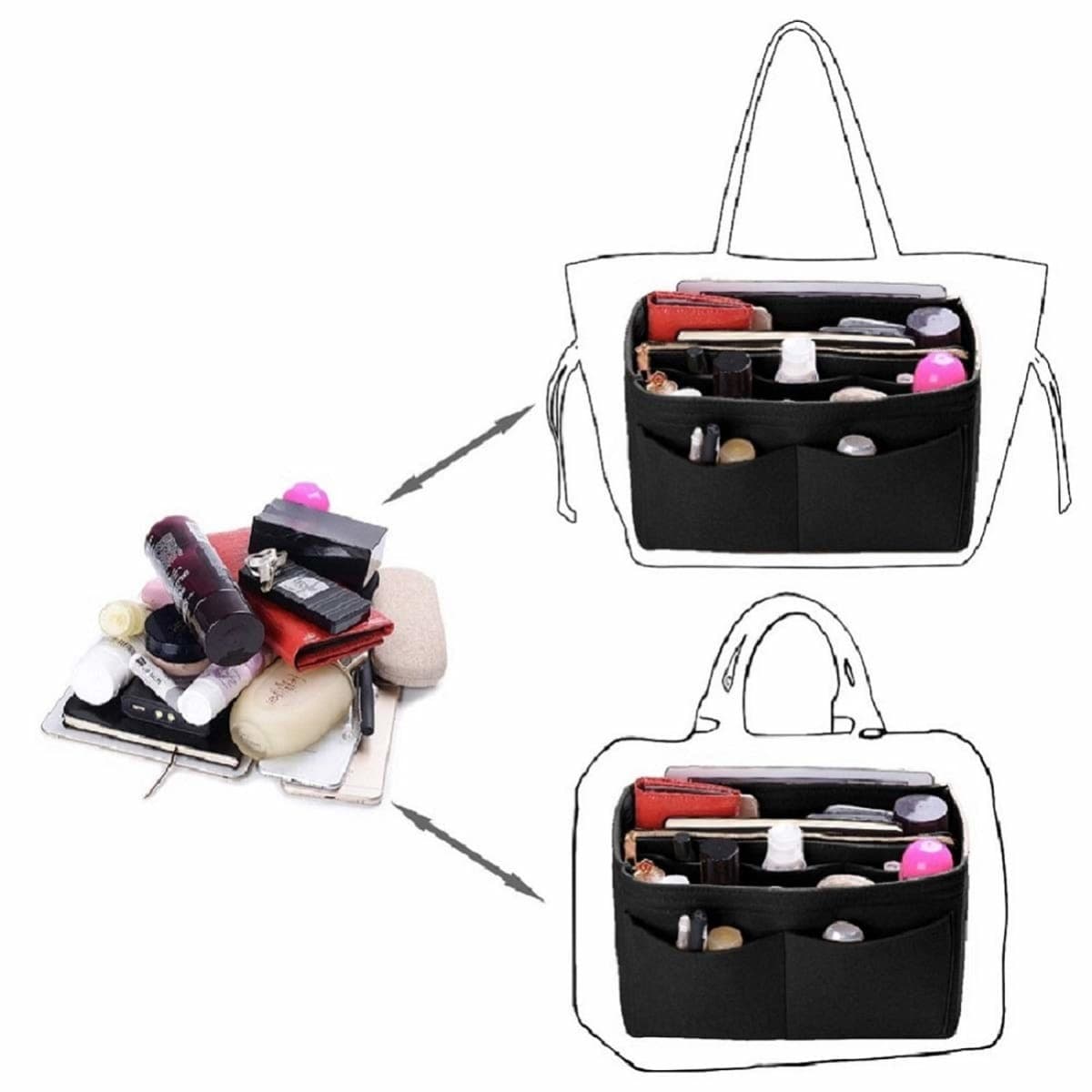 Purse Organizer Insert, Felt Bag organizer with zipper, Handbag & Tote Shaper thumbnail 4
