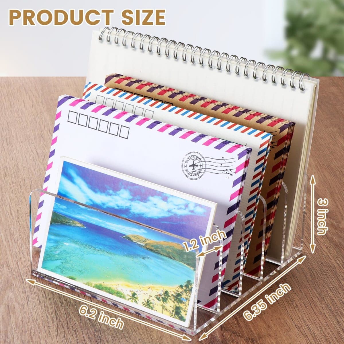 Mail Organizer Countertop, Acrylic 5 Compartments Mail Holder, Small Desk File Storage Holders for Letter, Bill, Mail Sorter, Desktop Letter Folder Holders for Office, Home, School Organization thumbnail 2
