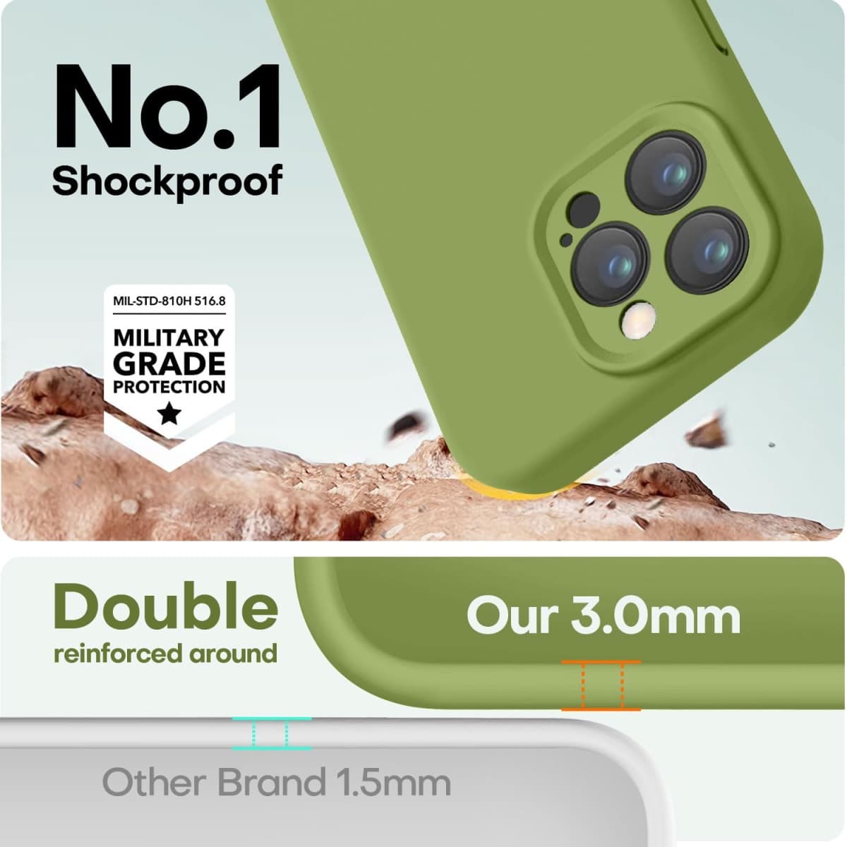 LOVE 3000 Designed for iPhone 15 Pro Max Case, Premium Silicone with [Soft Anti-Scratch Microfiber Lining] Shockproof Protective Phone Case for Men Women Girls 6.7", Cedar Green thumbnail 4