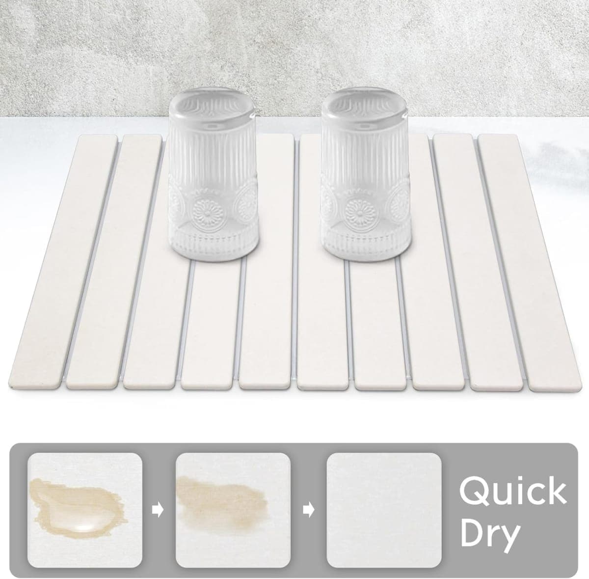 Large Stone Dish Drying Mats for Kitchen Counter, 24"(L)×16"(W) Quick Dry Collapsible Dish Drying Mat, Eco-Friendly Absorbent Diatomaceous Earth Mats thumbnail 2