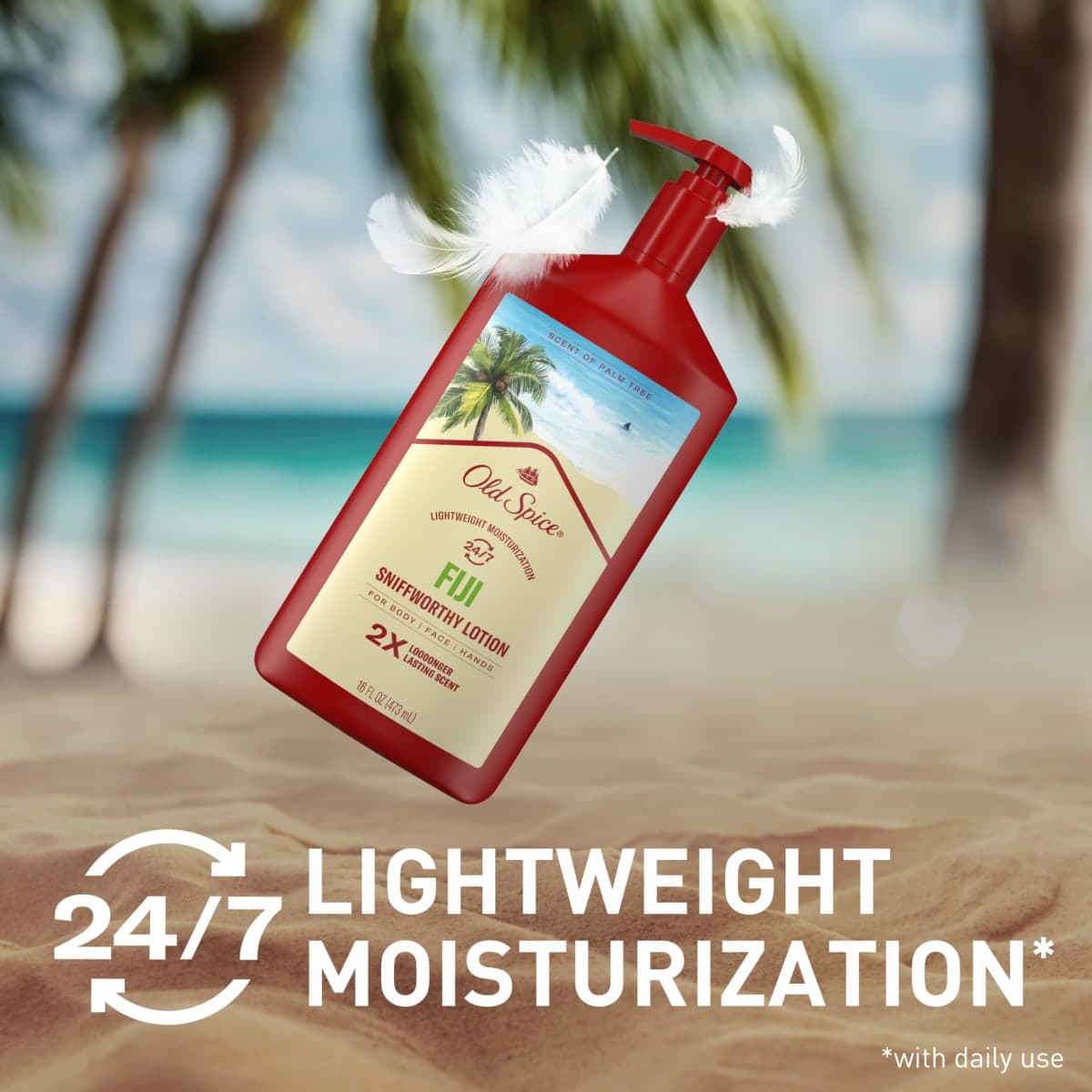 Old Spice Hand, Face & Body Lotion for Men, 24/7 Lightweight Moisturization with Amazing Scent, Instant Absorption, For All Skin Types, Fiji with Palm Tree Scent, 16 oz thumbnail 4