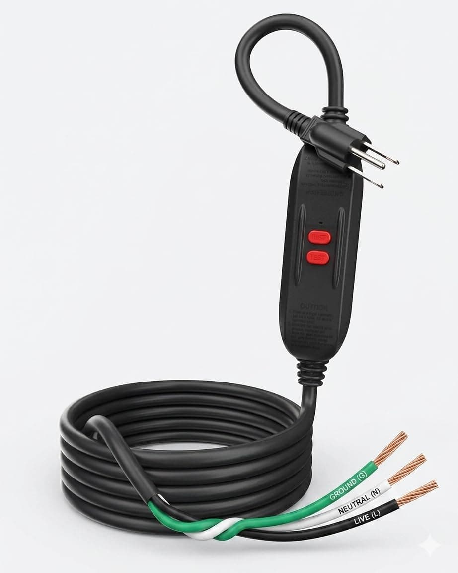 ConnecRCD 10FT Inline GFCI Replacement Cord with Bare Wire Ends — image 1