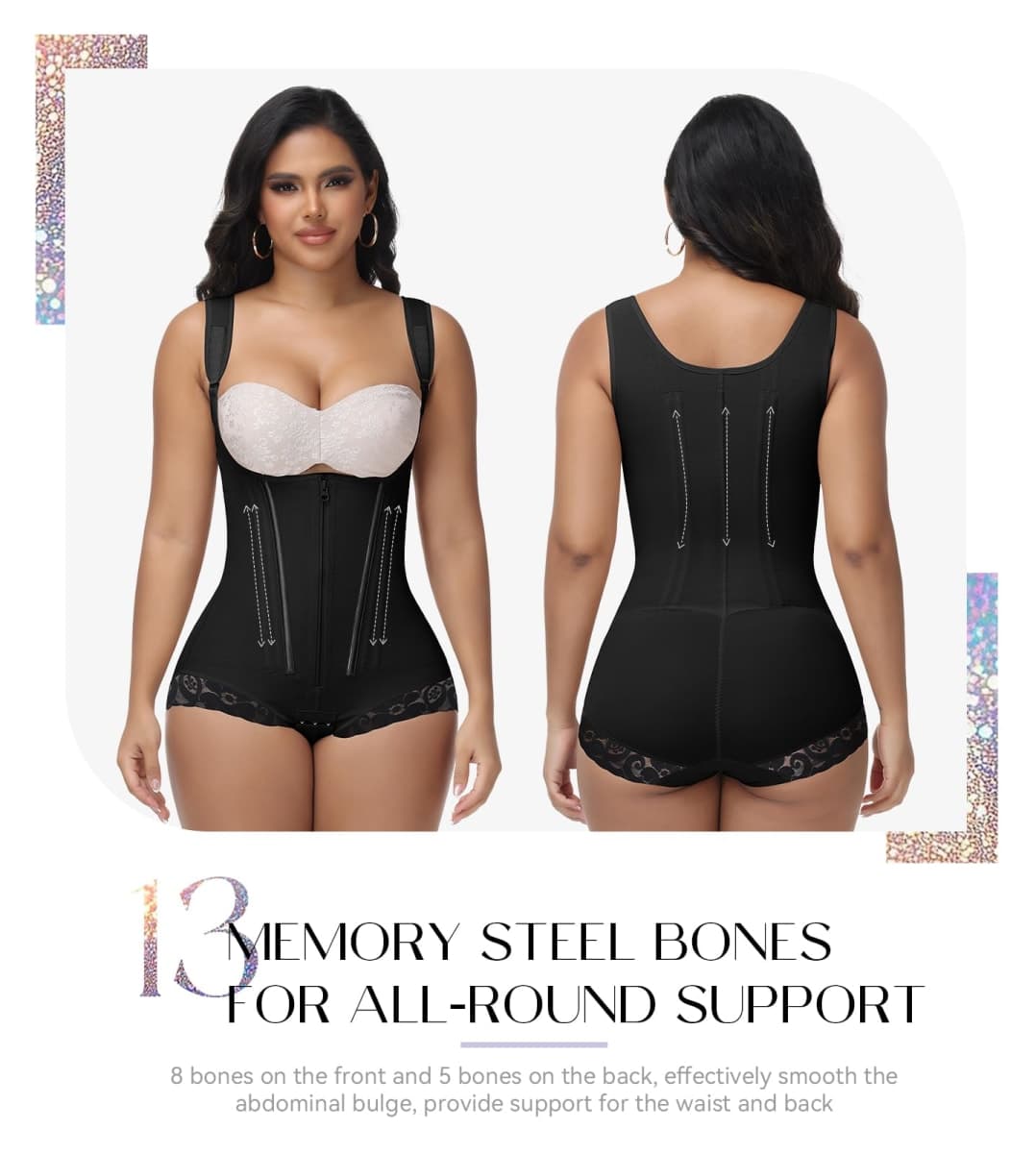 SHAPSHE Fajas Colombianas Body Shaper Stage 1/2/3 Curvy Shapewear Postpartum Compression Garment Waist Trainer for Women, Black, Large thumbnail 3