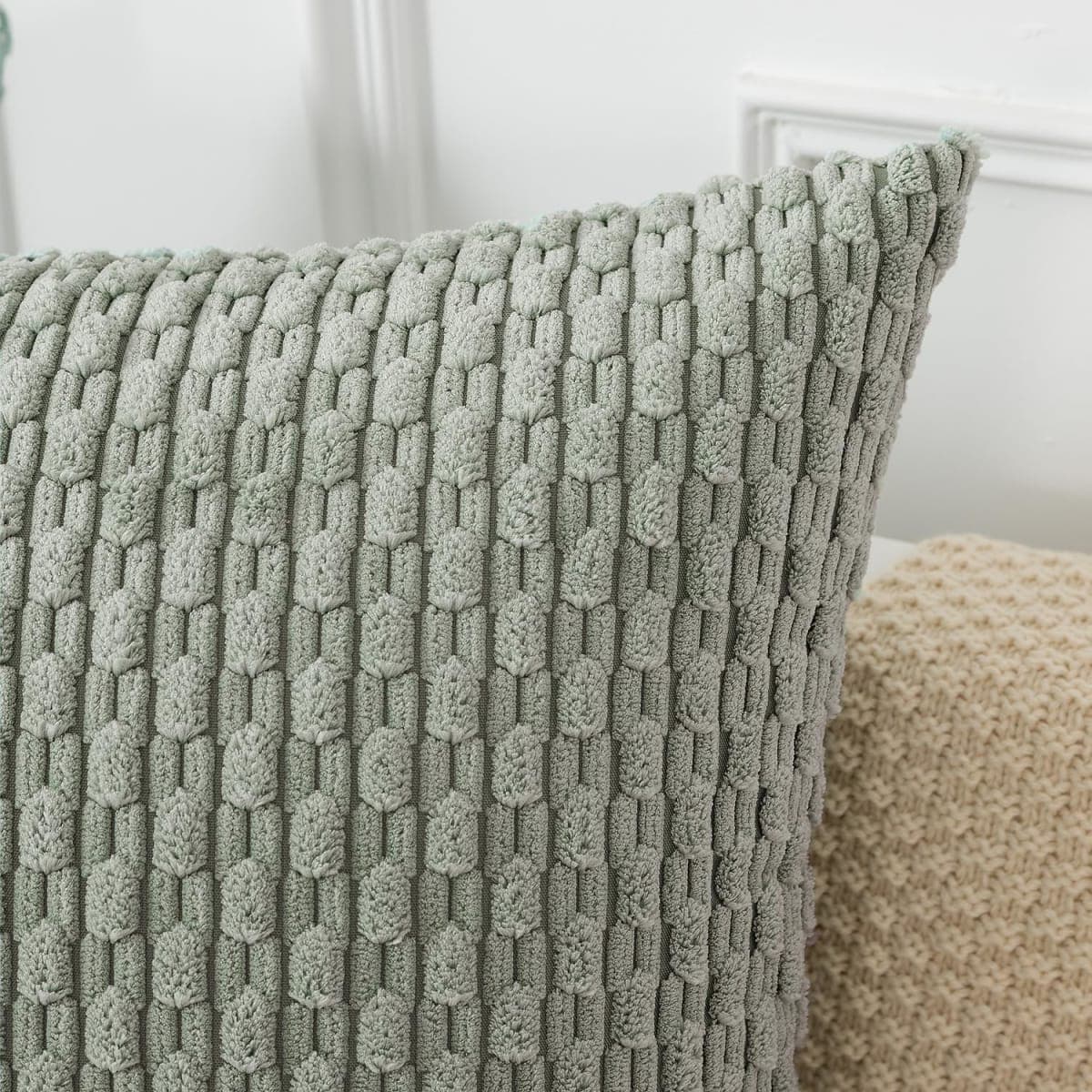Kevin Textile Soft Corduroy 14"x36" Lumbar Pillow Cover 1 Pack, Grey Green thumbnail 3