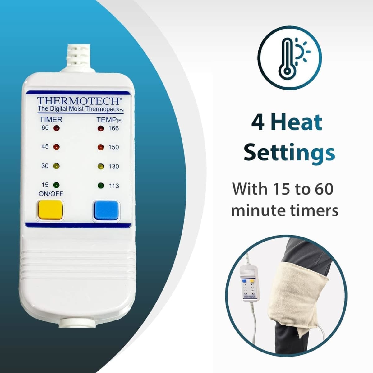 Thermotech Moist Heating Pad, Digital Timer, Medium 18 x 14 in thumbnail 5