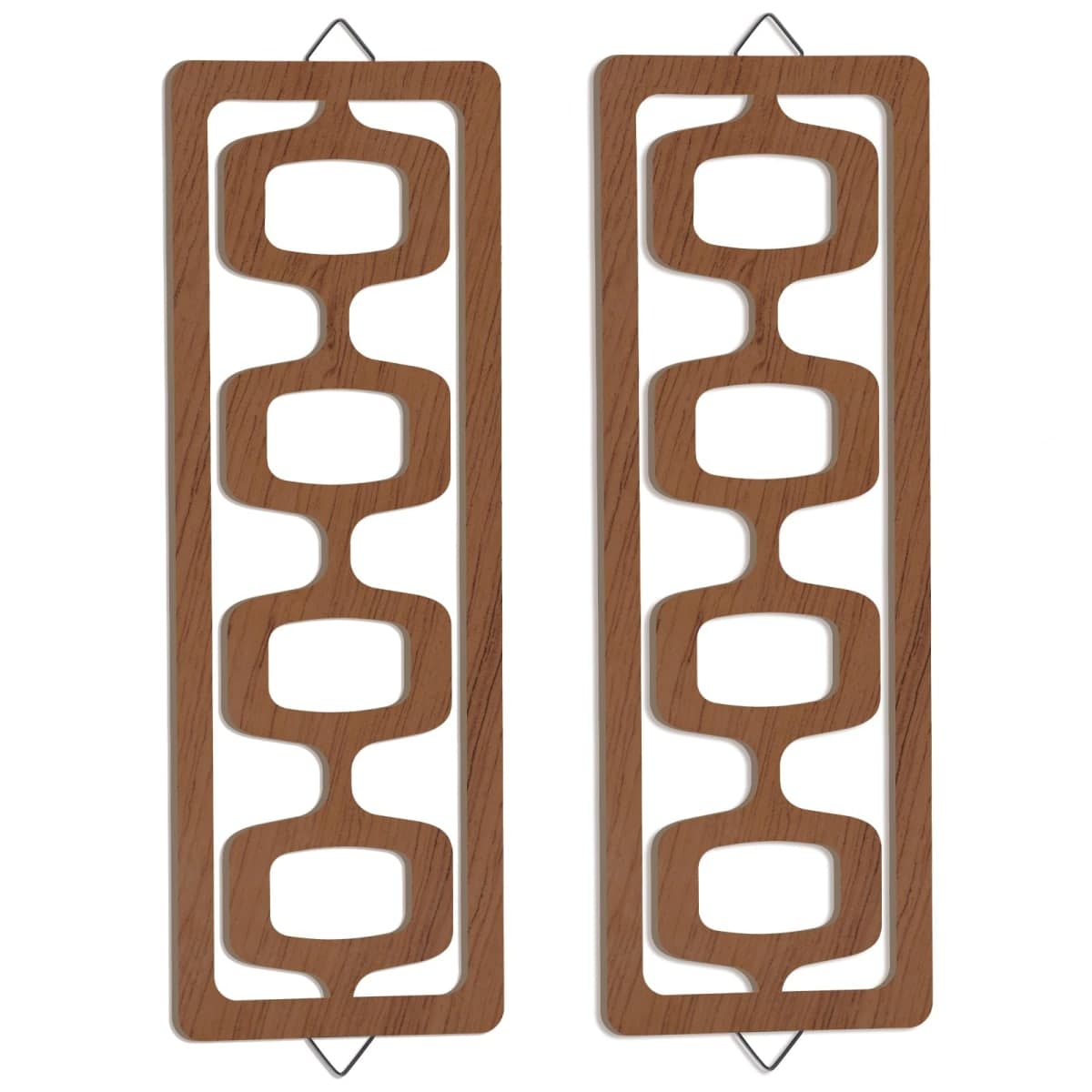 CroBlissful 2 Pcs Mid Century Modern Wall Art Wood Mid Century Elegance Decor Accents Abstract Wall Sculpture Geometric Panels for Interior Panel Art for Home Living Room(Brown) — image 1
