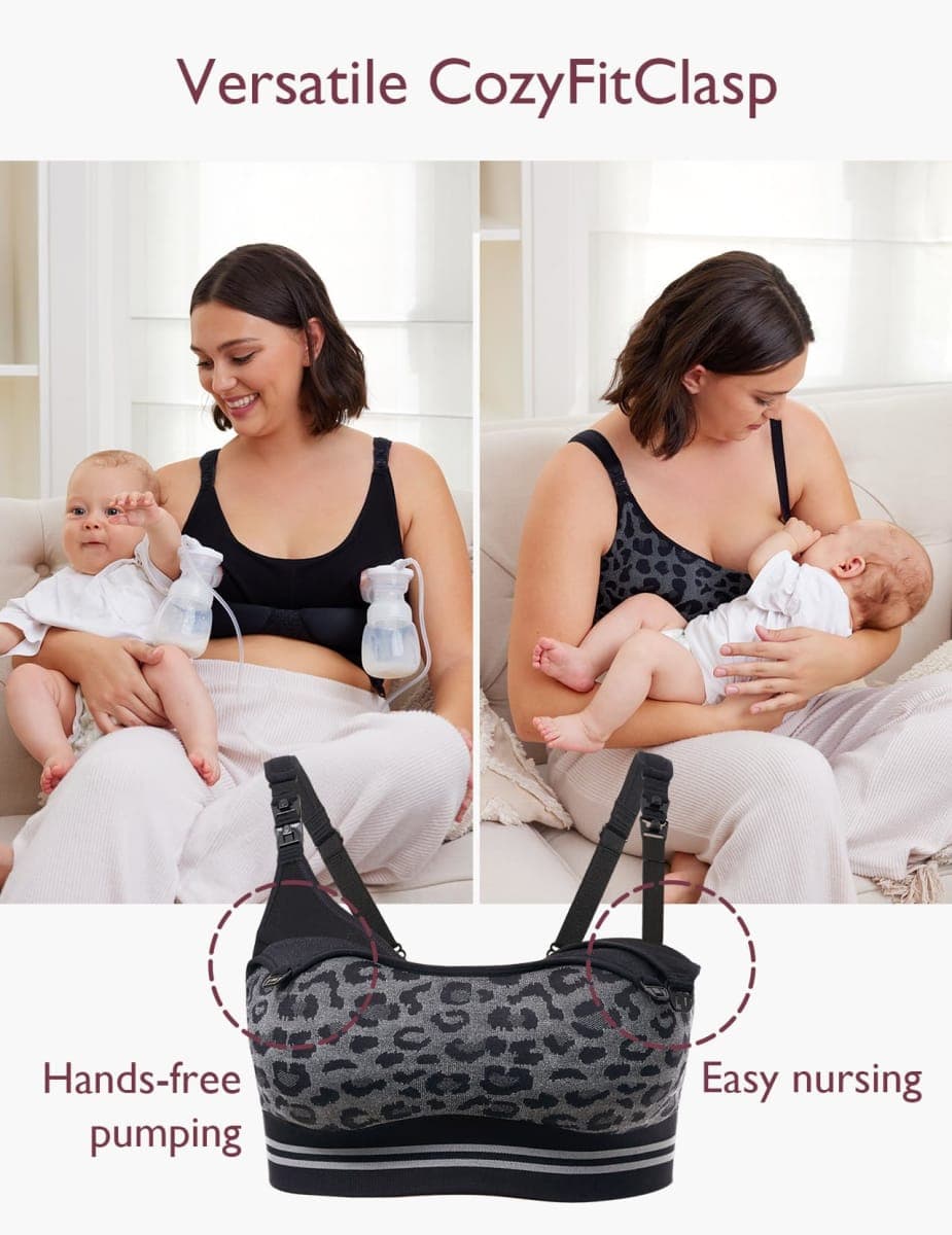 Momcozy Pumping Bra Hands Free, All-in-One Nursing & Pumping Seamless Bra for Wearable & Flange Pumps Black thumbnail 2