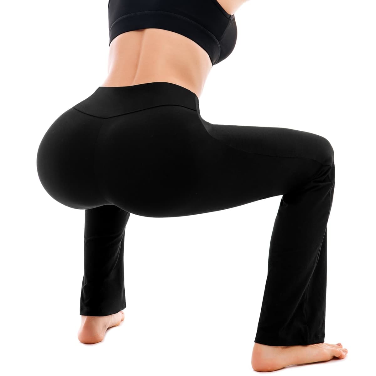 SINOPHANT Flare Leggings for Women with Pockets,High Waisted Tummy Control Bootcut Yoga Pants for Women Soft Bell Bottoms, Black, X-Large thumbnail 5