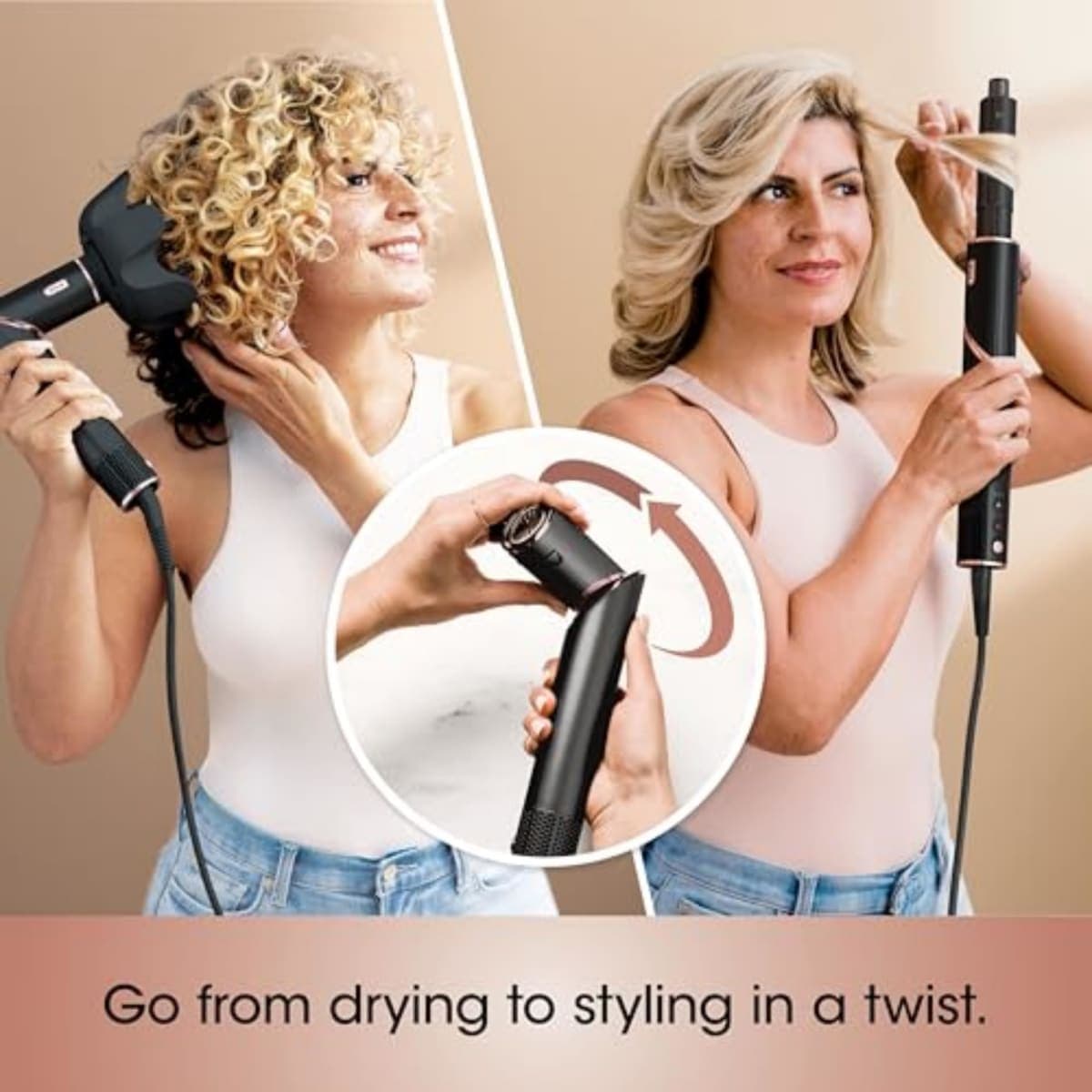 Shark Hair Dryer | FlexStyle Hair Styling System | Portable & Powerful Blow Dryer Brush | Hair Curler & Volumizer | 6 Styling Tools Included | Best for All Hair Types | Black | HD440BK thumbnail 2