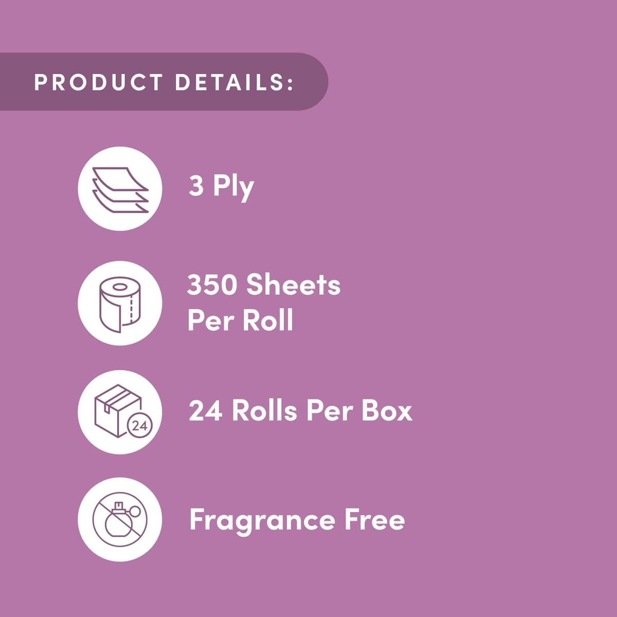 Amazon Aware Bamboo 3-Ply Toilet Paper, Unscented, 24 Rolls, FSC Certified, 350 Sheets, 8400 Count, Pack of 24, Plastic-Free thumbnail 3