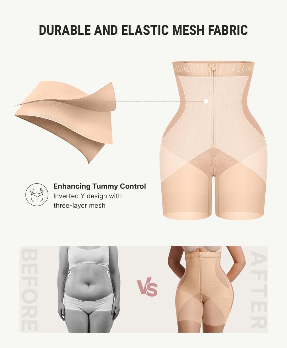 FeelinGirl Butt Lifting Shorts Tummy Control Shapewear for Women, Khaki, Large thumbnail 3