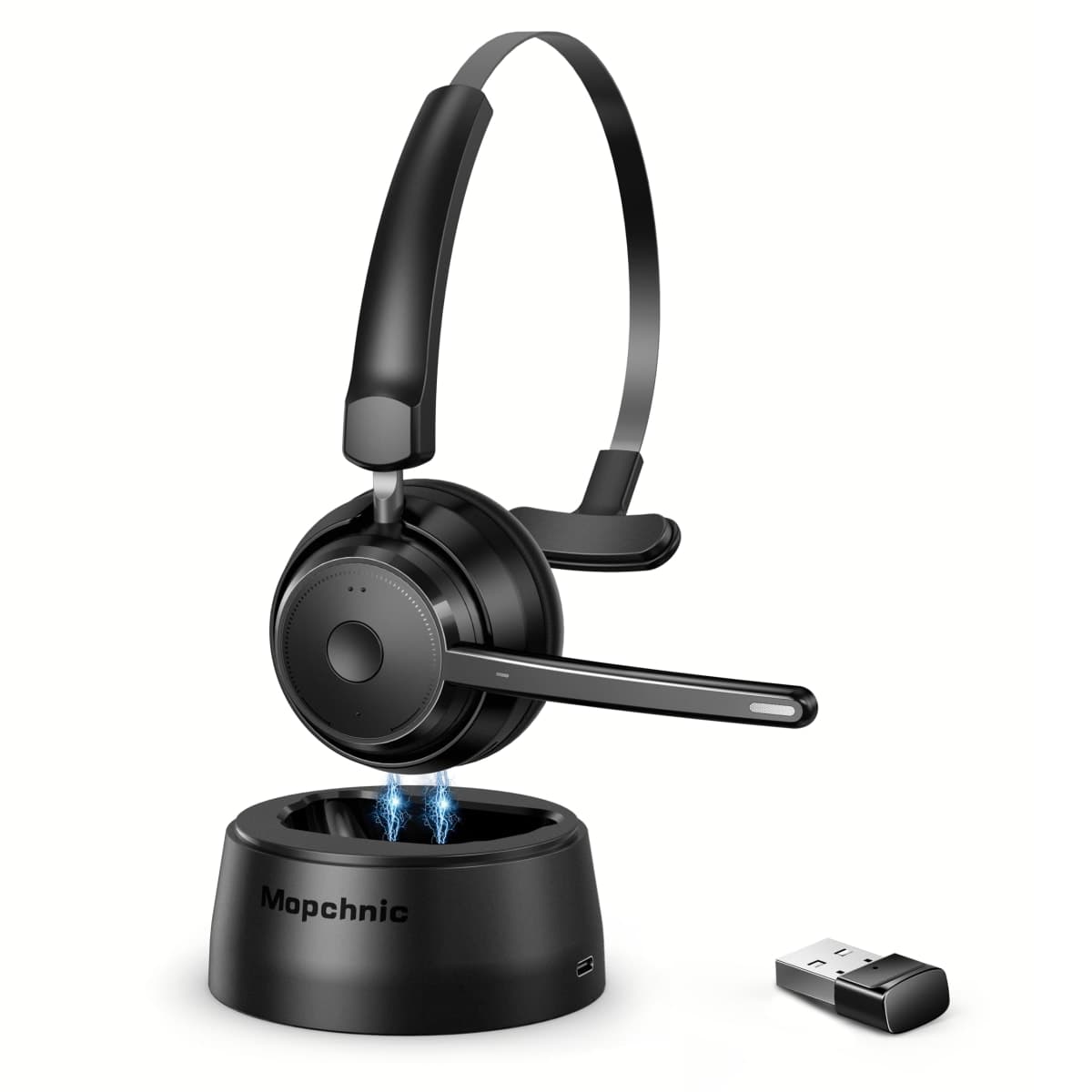 Mopchnic Bluetooth Earbuds AI Noise Cancelling Wireless Earbuds with Mic, Wireless Headphones in Ear with USB Dongle for Computer Office — image 1