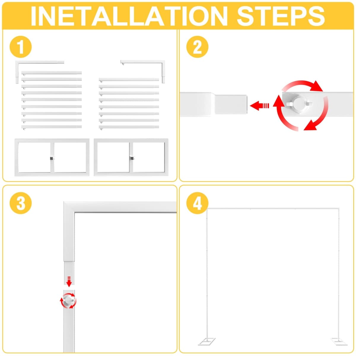 Heavy Duty Backdrop Stand, 8ft x 8ft, Adjustable Pipe and Drape Kit, White thumbnail 5