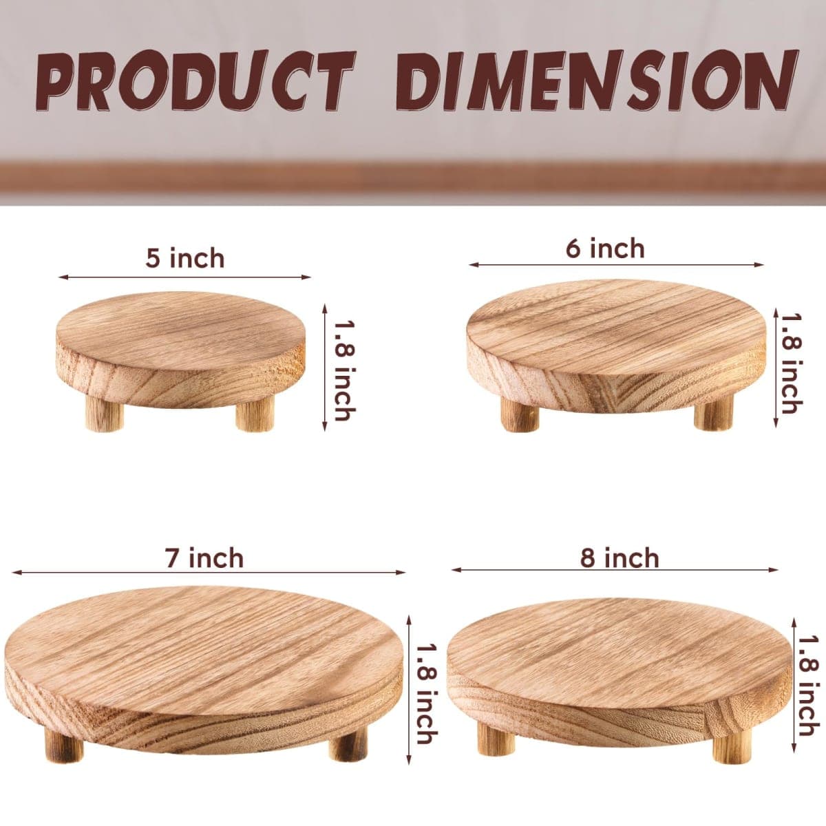 Geetery 4 Pcs Wooden Risers for Display Wood Pedestal Stand Mini Tray Stand Round Wooden Pedestal Holder Rustic Riser for Decor Tiered Tray Decor Home Kitchen, 5/6/7/8 Inch(Light Brown) thumbnail 2