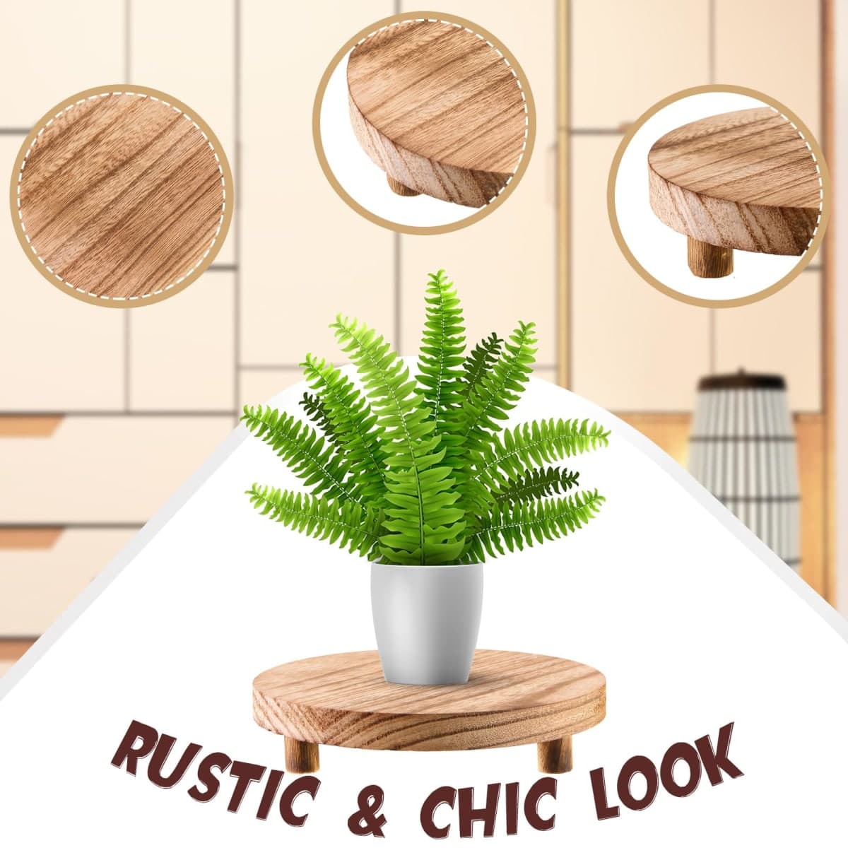 Geetery 4 Pcs Wooden Risers for Display Wood Pedestal Stand Mini Tray Stand Round Wooden Pedestal Holder Rustic Riser for Decor Tiered Tray Decor Home Kitchen, 5/6/7/8 Inch(Light Brown) thumbnail 3