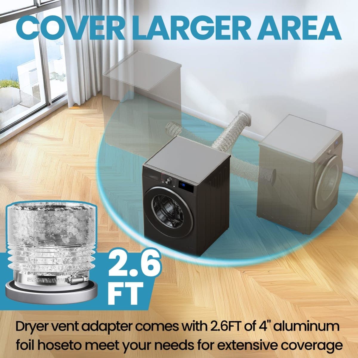 Magnetic Dryer Vent Connector, DV180 Airtight Seal Dryer Vent Kit, Quick Connection, Strong Magnet, Self-Alignment Design, magnetic dryer vent connector kit including a 2.6ft 4" Duct and two Clamps thumbnail 4