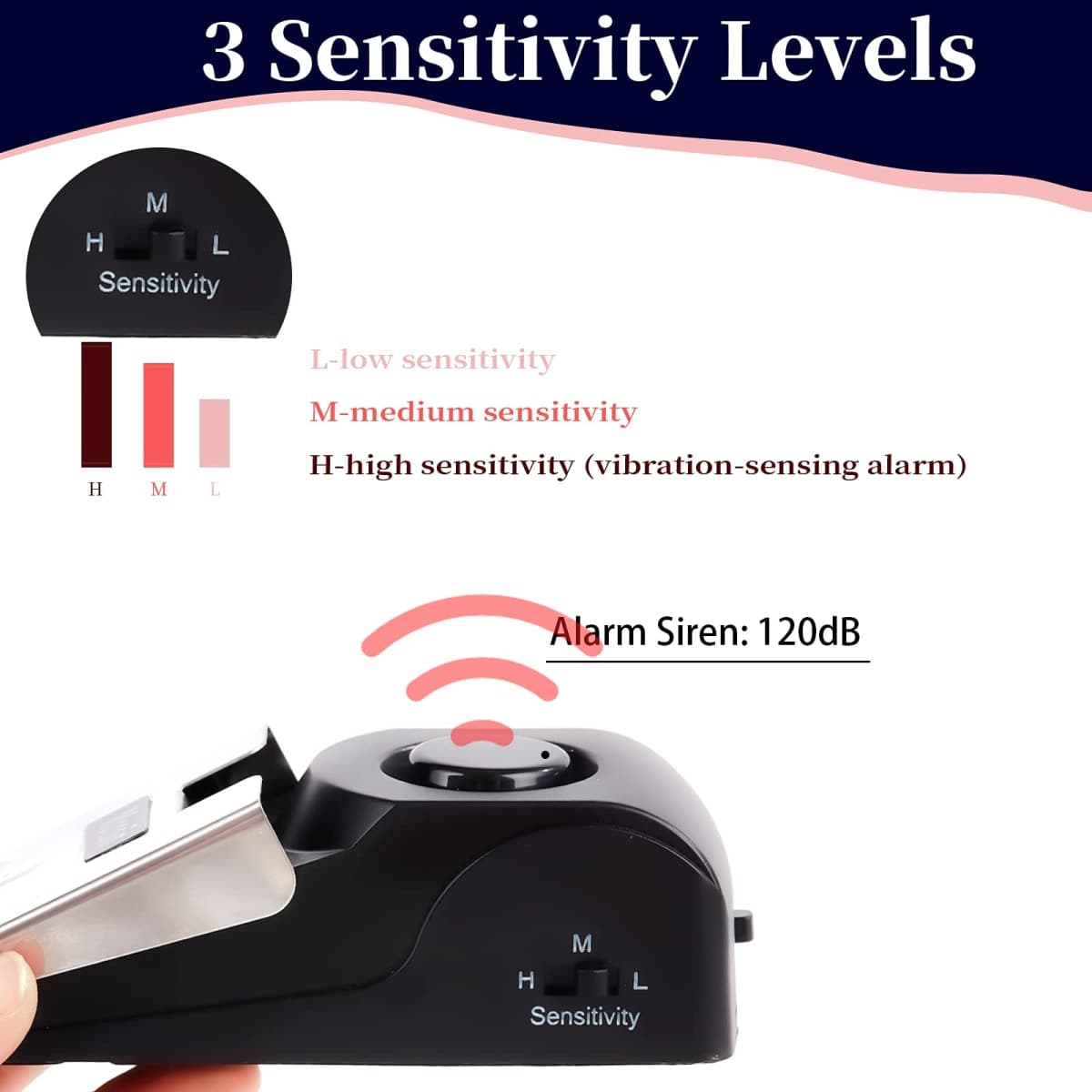 Door Stop Alarm, Door Stopper with 120DB Security Alarm, Floor Wedge Doorstop for Travel Apartment Home House (Pack of 2) thumbnail 2
