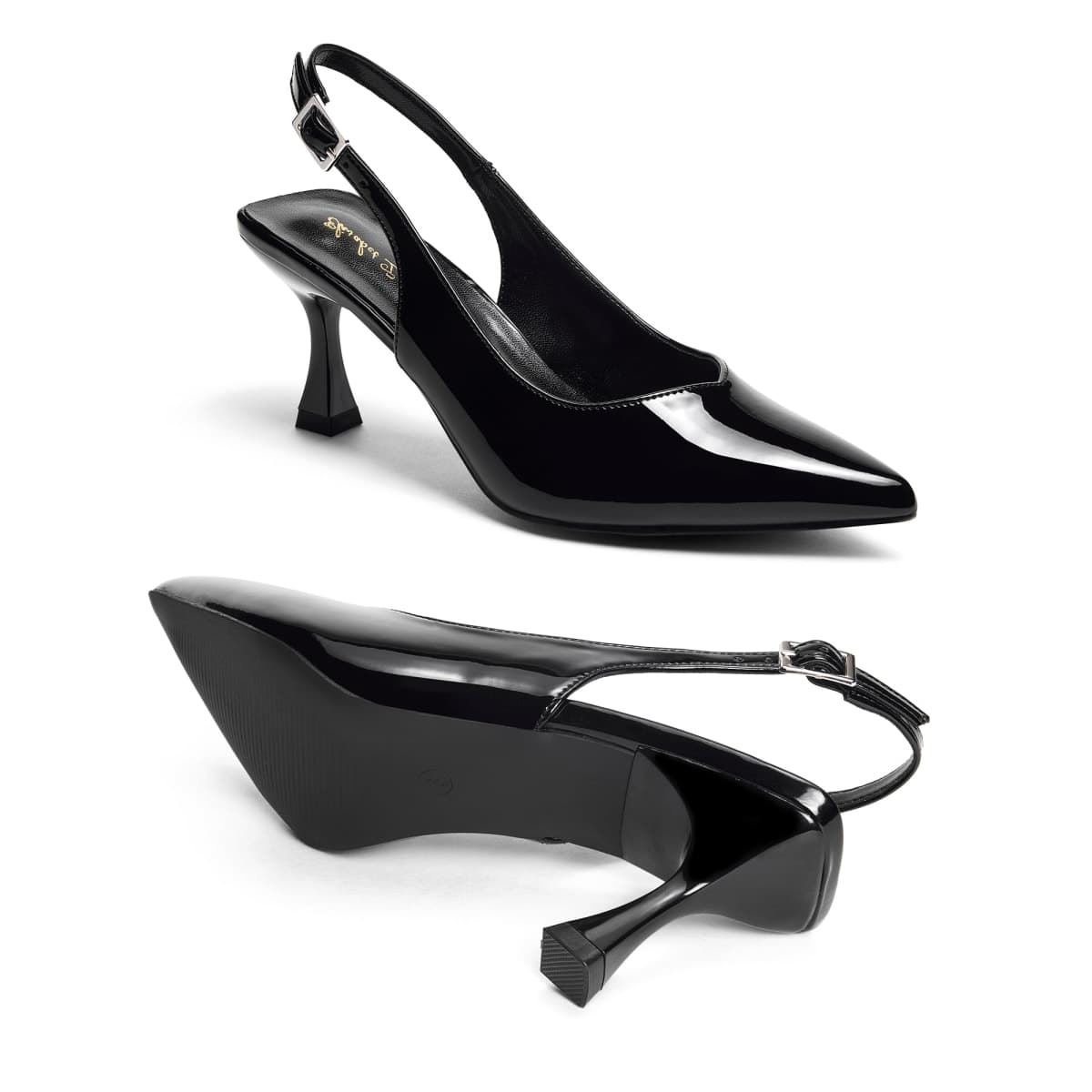 Elisabet Tang Women's Kitten Heel Slingback Low Pumps 3 Inches Stiletto Pointed Closed Toe Elegant Dressy Bridal Wedding Party Shoes Black 11 thumbnail 4