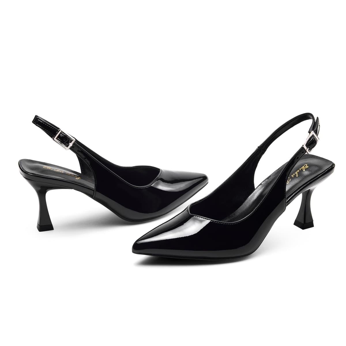 Elisabet Tang Women's Kitten Heel Slingback Low Pumps 3 Inches Stiletto Pointed Closed Toe Elegant Dressy Bridal Wedding Party Shoes Black 11 thumbnail 5
