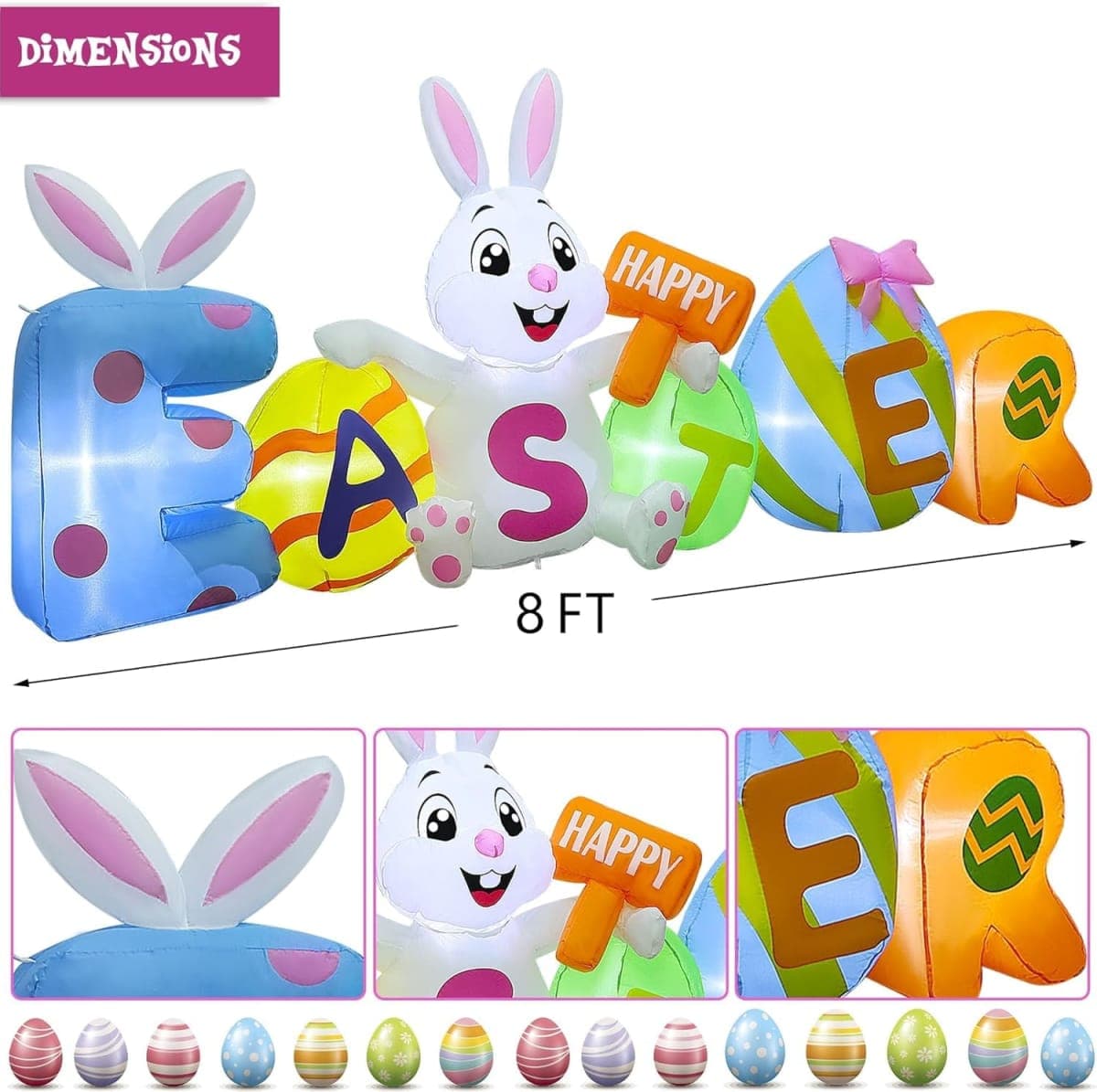 Joliyoou 8FT L Easter Inflatable Yard Decoration thumbnail 2