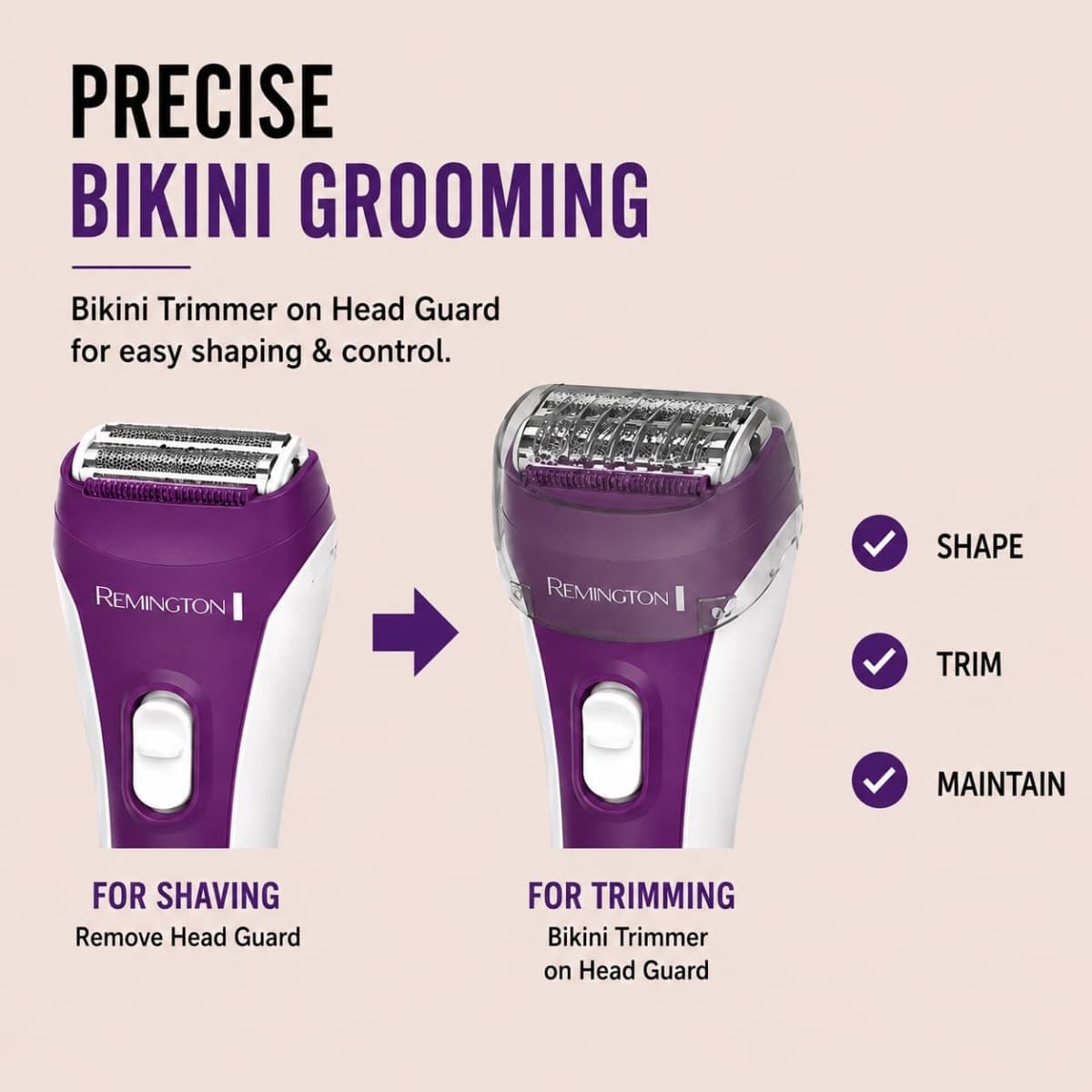 Remington Smooth & Silky Electric Shaver for Women, 3-Blade Wet & Dry Razor thumbnail 2