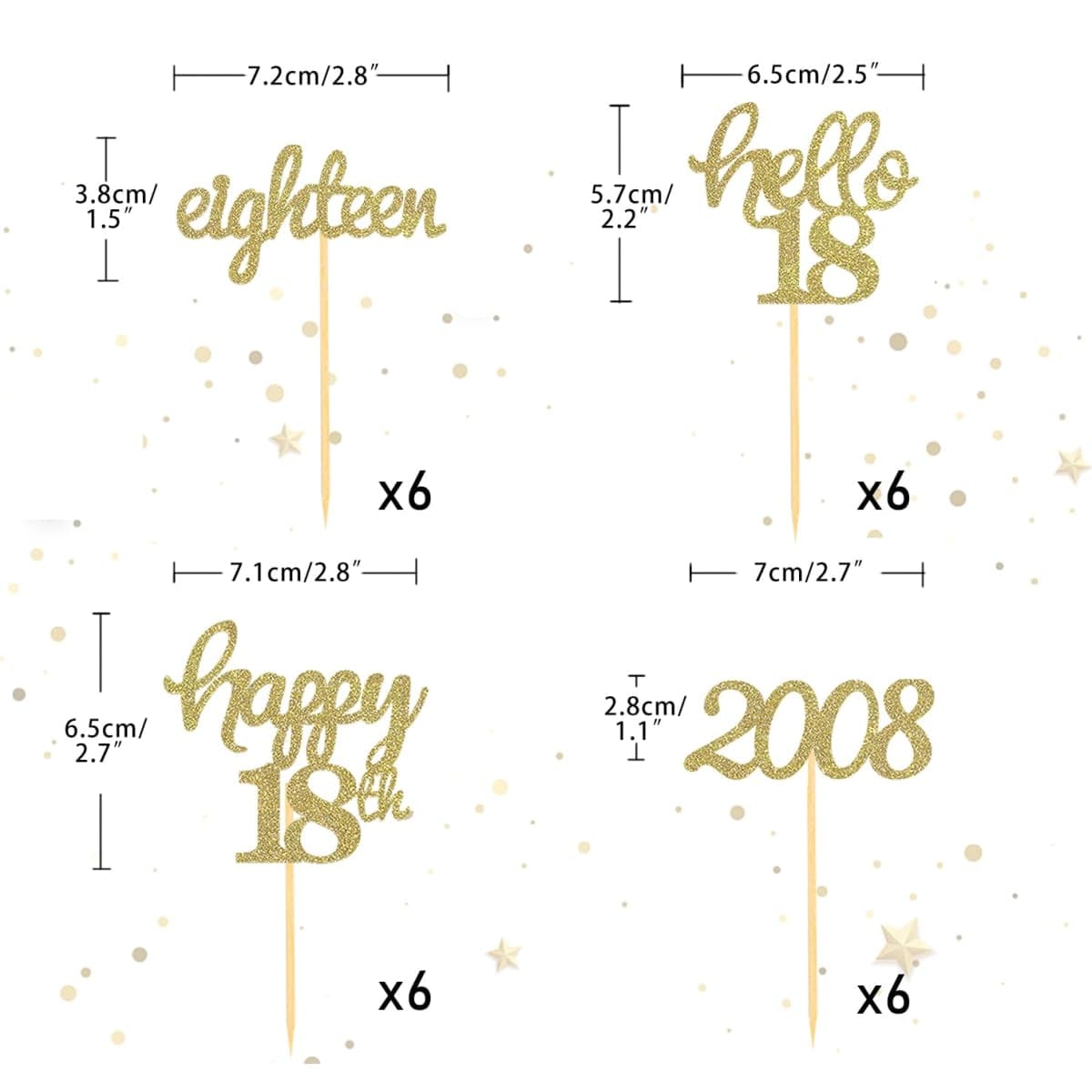24 Pcs Glitter 18th Birthday Cupcake Toppers for Celebrating 18th Birthday Party Decorations for Eighteen Years Old Birthday Party Supplies (Rose Gold2) thumbnail 2