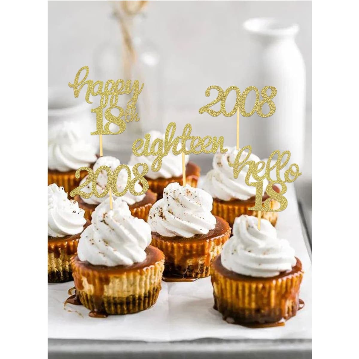 24 Pcs Glitter 18th Birthday Cupcake Toppers for Celebrating 18th Birthday Party Decorations for Eighteen Years Old Birthday Party Supplies (Rose Gold2) thumbnail 5