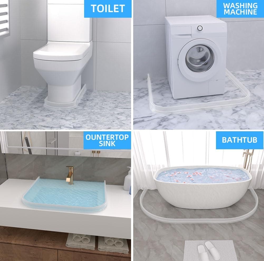 Duzzy 67 Inch Shower Threshold Water Dam, Shower Water Guard to Keep Water in Shower, Shower Water Stopper Dry and Wet Separation Suitable for Bathroom and Kitchen (Clear) thumbnail 4