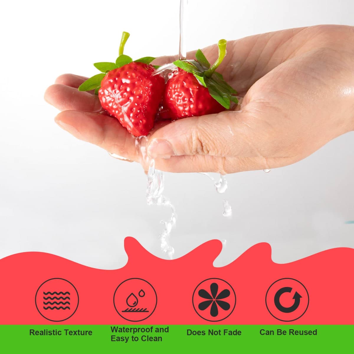 CLESDF 25Pcs Fake Strawberry, Artificial Lifelike Plastic Strawberries thumbnail 5