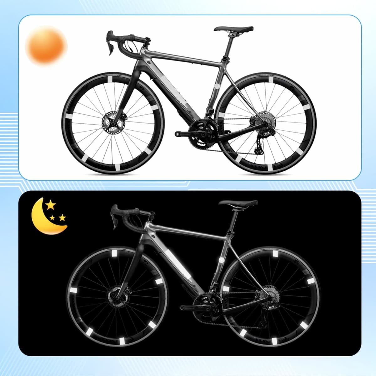 QfwdfcTrenz 84 Pcs Reflective Stickers for Bike Reflective Decals Multi Shapes Kit Waterproof Driveway Reflectors for Bicycle Motorcycle Wheelchairs Vehicle (2 Color) thumbnail 4