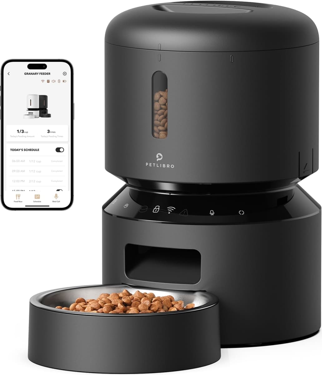 PETLIBRO Automatic Cat Feeder, 5G WiFi Pet Feeder with Freshness Preservation, Timed Cat Feeders for Dry Food, Up to 48 Portions 10 Meals Per Day, Granary Pet Feeder for Cat/Dog — image 1
