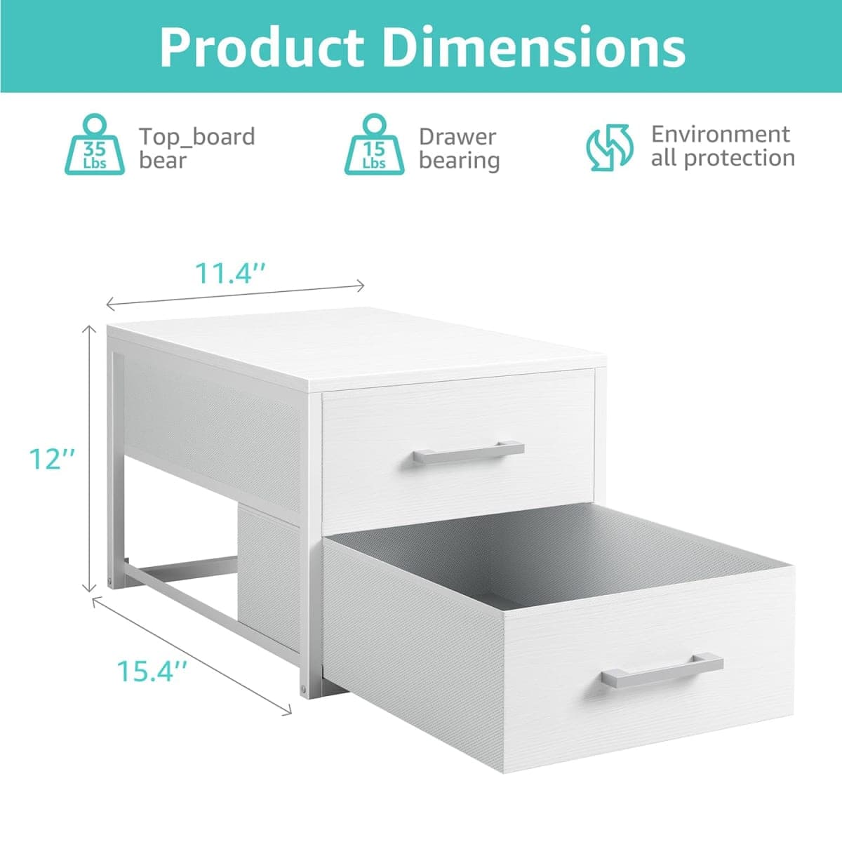 BOLUO Stackable Storage Drawers Narrow Closet Organizers and Storage Fabric White 2 Drawer Dresser for Bedroom 2 Packs Modern thumbnail 4
