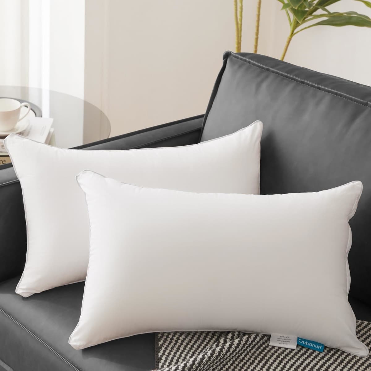 Oubonun Lumbar 16 x 24 Pillow Inserts Set of 2 with 100% Cotton Cover thumbnail 2