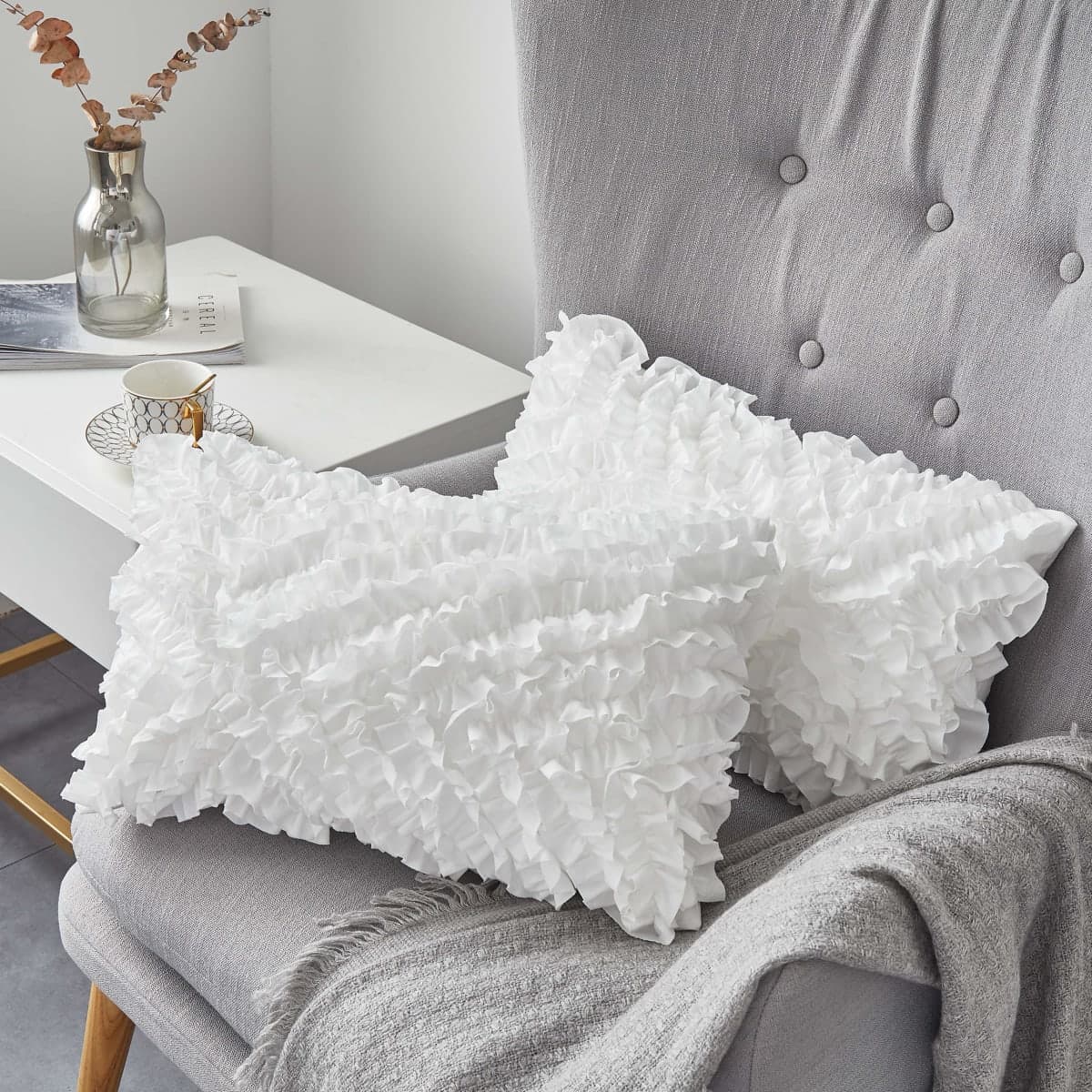 Oubonun Lumbar 16 x 24 Pillow Inserts Set of 2 with 100% Cotton Cover thumbnail 3