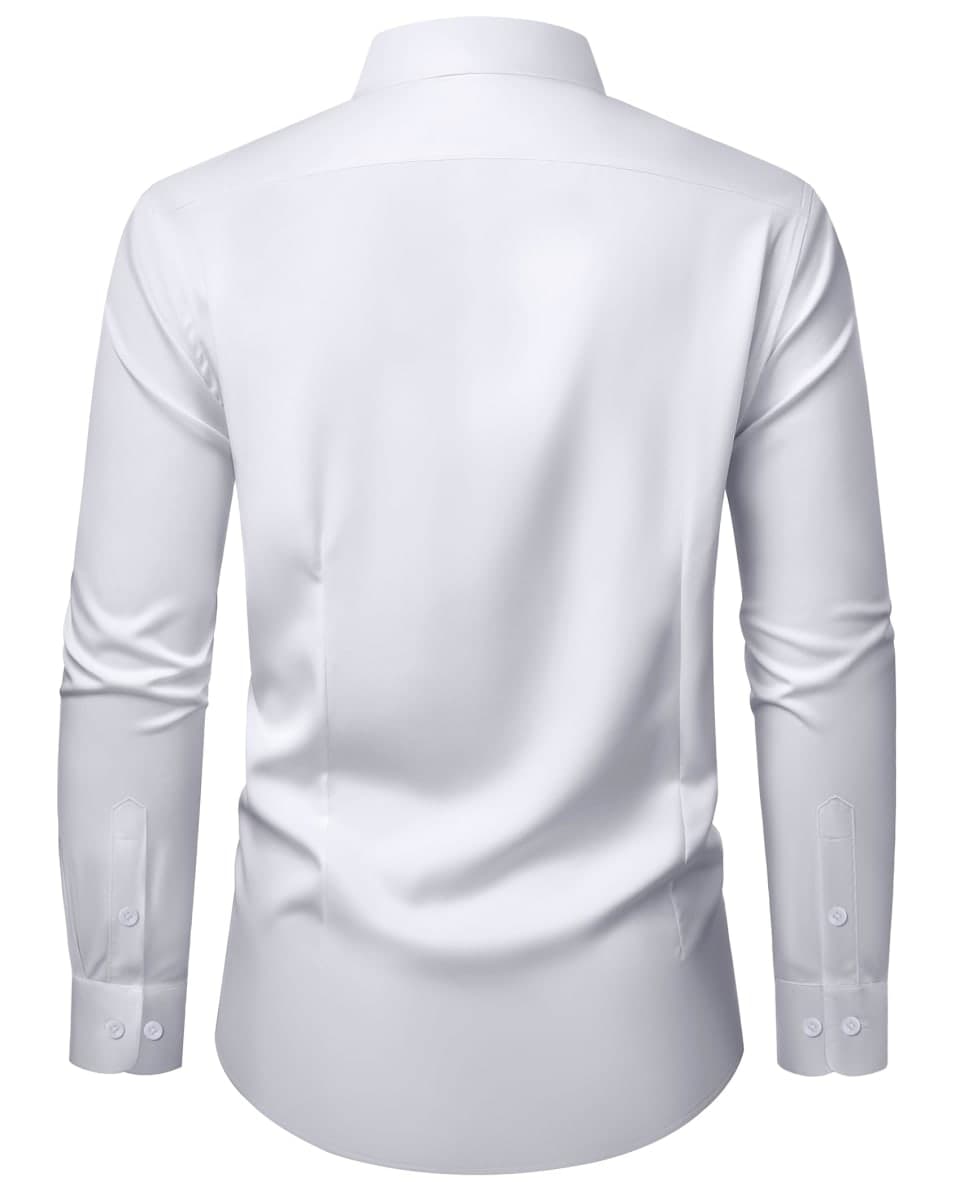 ROUWELL Mens Dress Shirts Long Sleeve Stretch Wrinkle Free Casual Shirt Business Work Formal Wedding Button Down Shirts, White, X-Large thumbnail 2