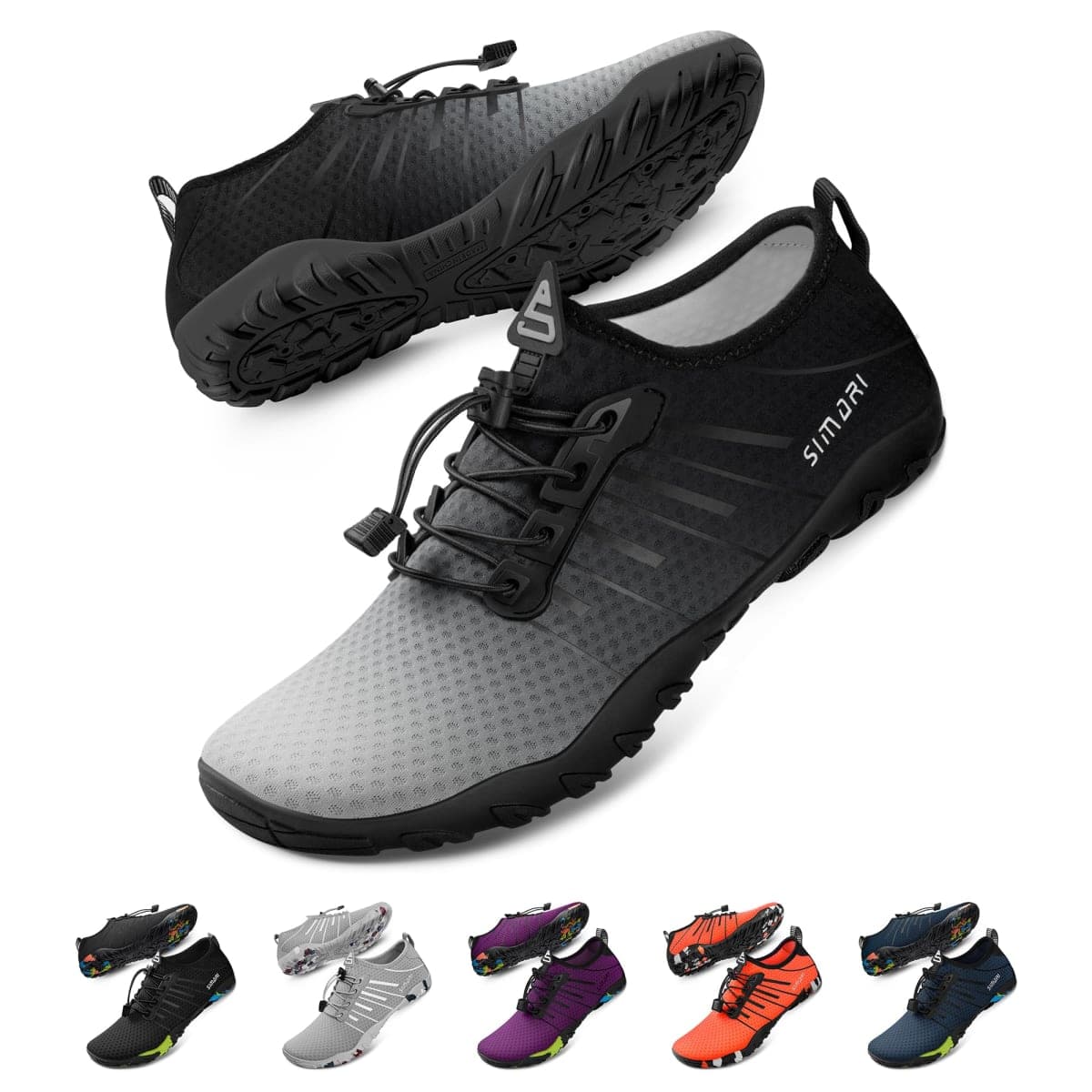 SIMARI Water Shoes for Women Men - Barefoot Quick-Dry Aqua Socks | Lightweight Swim Shoes for Surfing, Swimming, Beach Sports, Kayaking, Diving | Non-Slip Design, 1l-gradient Black, 12 Women/11 Men — image 1