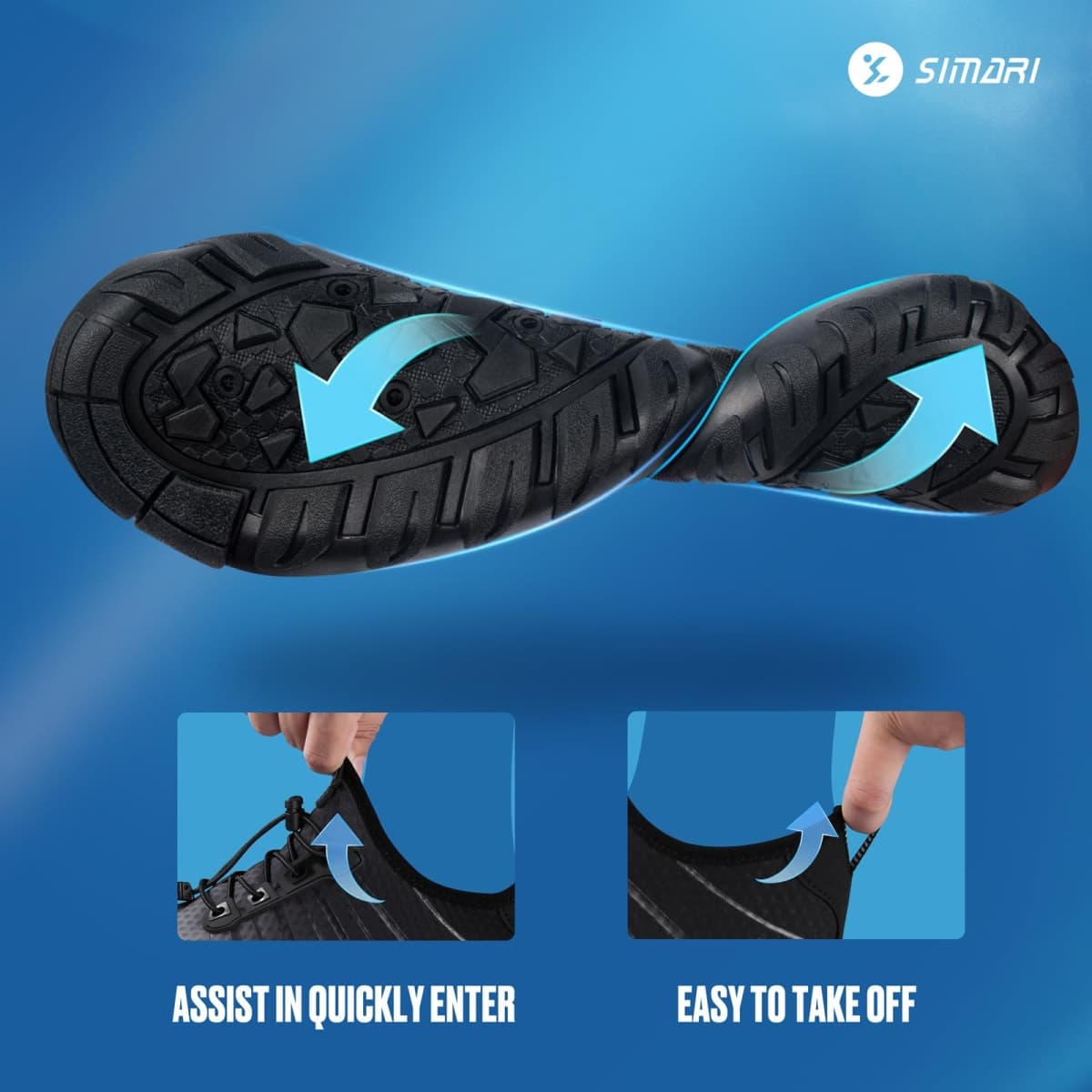 SIMARI Water Shoes for Women Men - Barefoot Quick-Dry Aqua Socks | Lightweight Swim Shoes for Surfing, Swimming, Beach Sports, Kayaking, Diving | Non-Slip Design, 1l-gradient Black, 12 Women/11 Men thumbnail 3