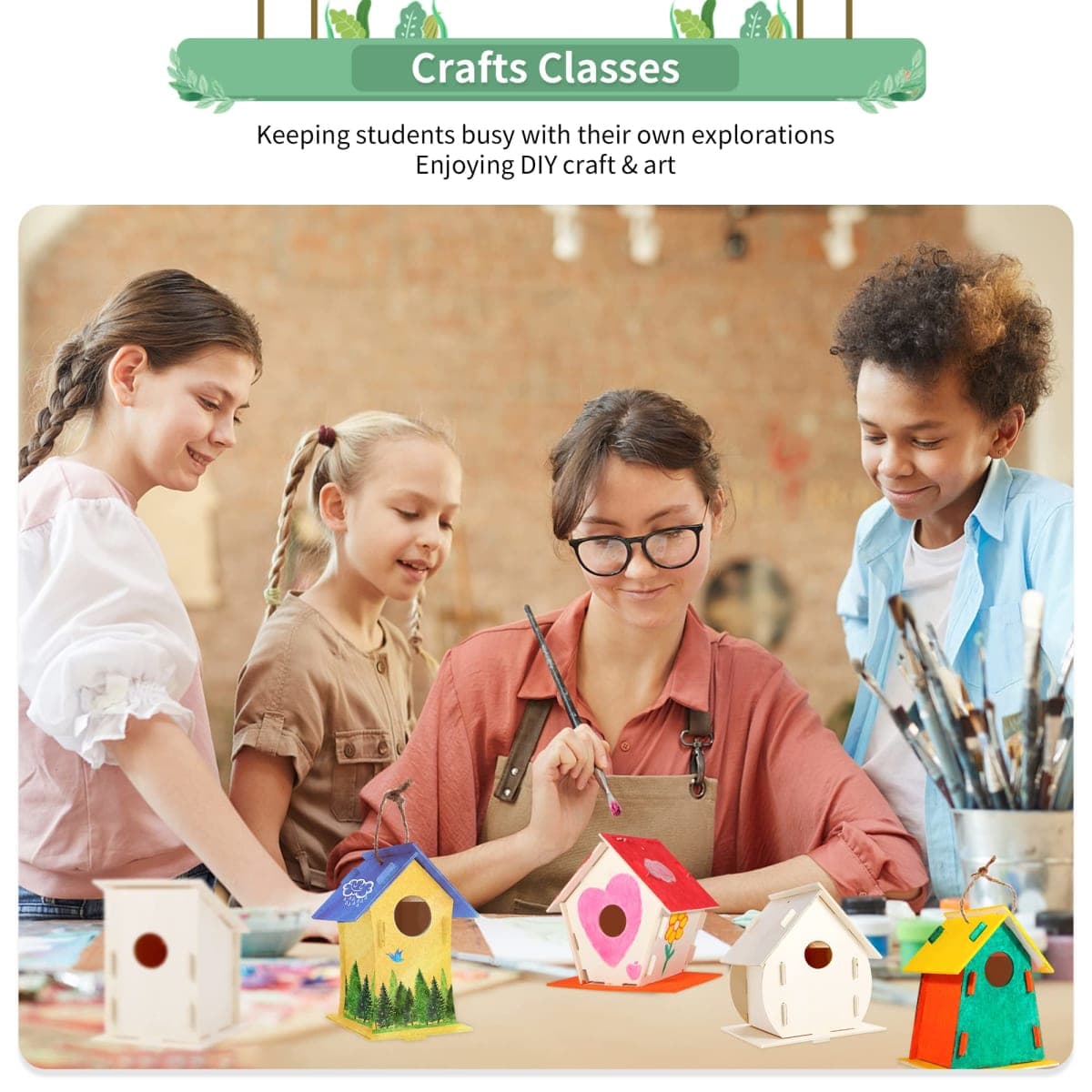 ILHSTY 18 Pack Large Paintable DIY Wooden Bird Houses Kits for Kids, Kids Crafts Wood Houses for Crafts Class Parties Birthday, DIY Crafts and Art Birdhouse Kits for Children to Build and Design（18） thumbnail 2