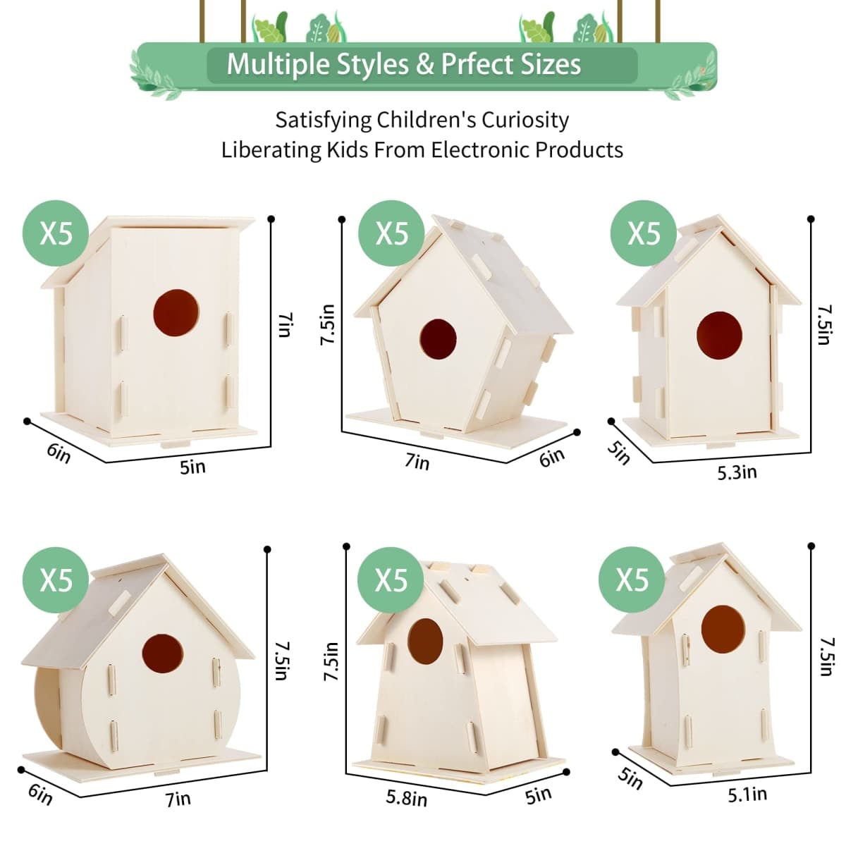 ILHSTY 18 Pack Large Paintable DIY Wooden Bird Houses Kits for Kids, Kids Crafts Wood Houses for Crafts Class Parties Birthday, DIY Crafts and Art Birdhouse Kits for Children to Build and Design（18） thumbnail 3
