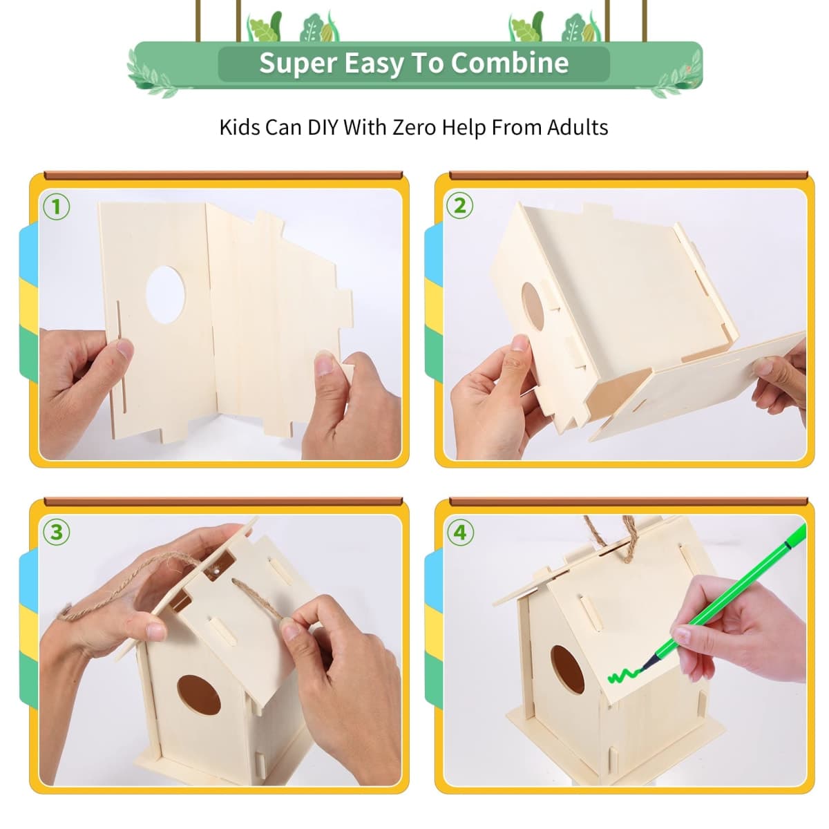 ILHSTY 18 Pack Large Paintable DIY Wooden Bird Houses Kits for Kids, Kids Crafts Wood Houses for Crafts Class Parties Birthday, DIY Crafts and Art Birdhouse Kits for Children to Build and Design（18） thumbnail 5