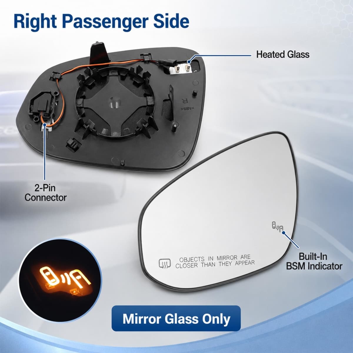 GXARTS Right Passenger Side Mirror Glass Heat Blind Spot Compatible With Toyota Highlander 2020 2021 2022 2023 2024 thumbnail 5