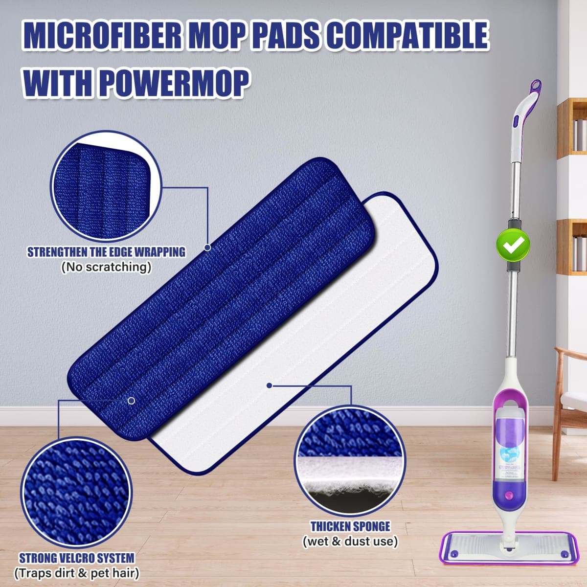 EXEGO Spray Wet Mops with 3X Washable Reusable Pads for Floors Cleaning thumbnail 3