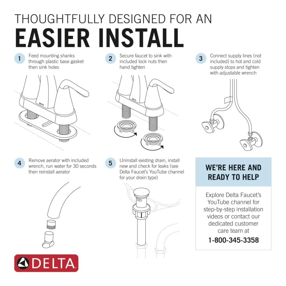 Delta B2510LF-PPU Foundations Core-B Two Handle Centerset Lavatory Faucet, Chrome thumbnail 4