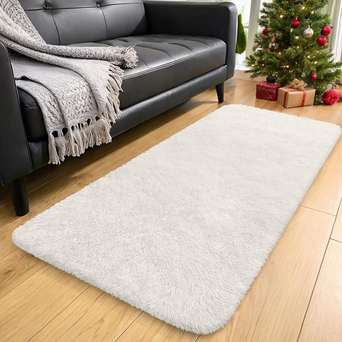 OLANLY 3x8 Machine Washable Runner Rugs for Hallway, Soft Fluffy Shaggy Bedside Rugs for Bedroom, Living Room, Indoor Floor Carpet for Kids Girls and Boys, Nursery Rooms, Home Decor Aesthetic, Ivory thumbnail 3